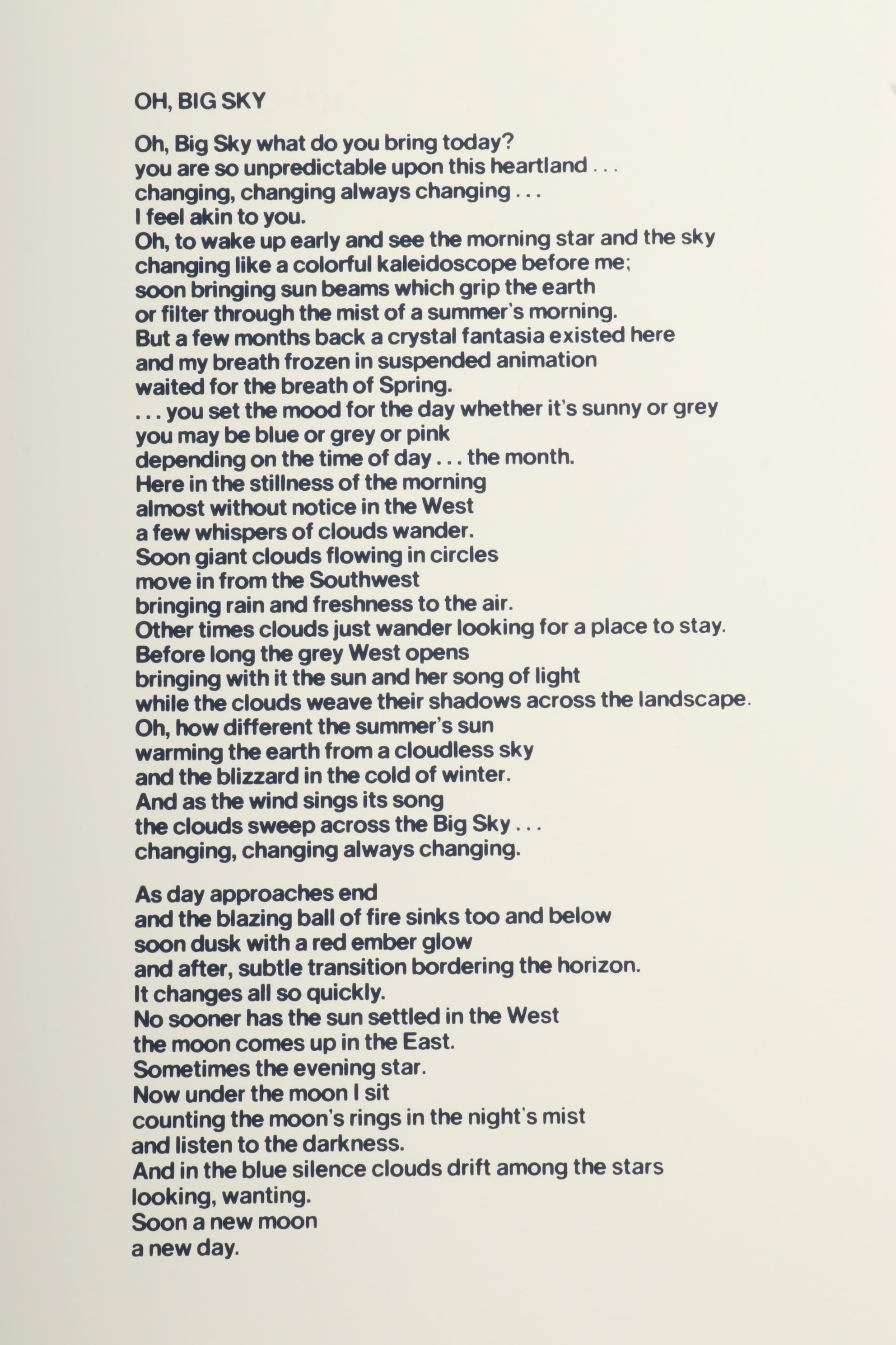 Oren S. Johnson Folio "Big Sky: Serigraphs and Verse," 1975