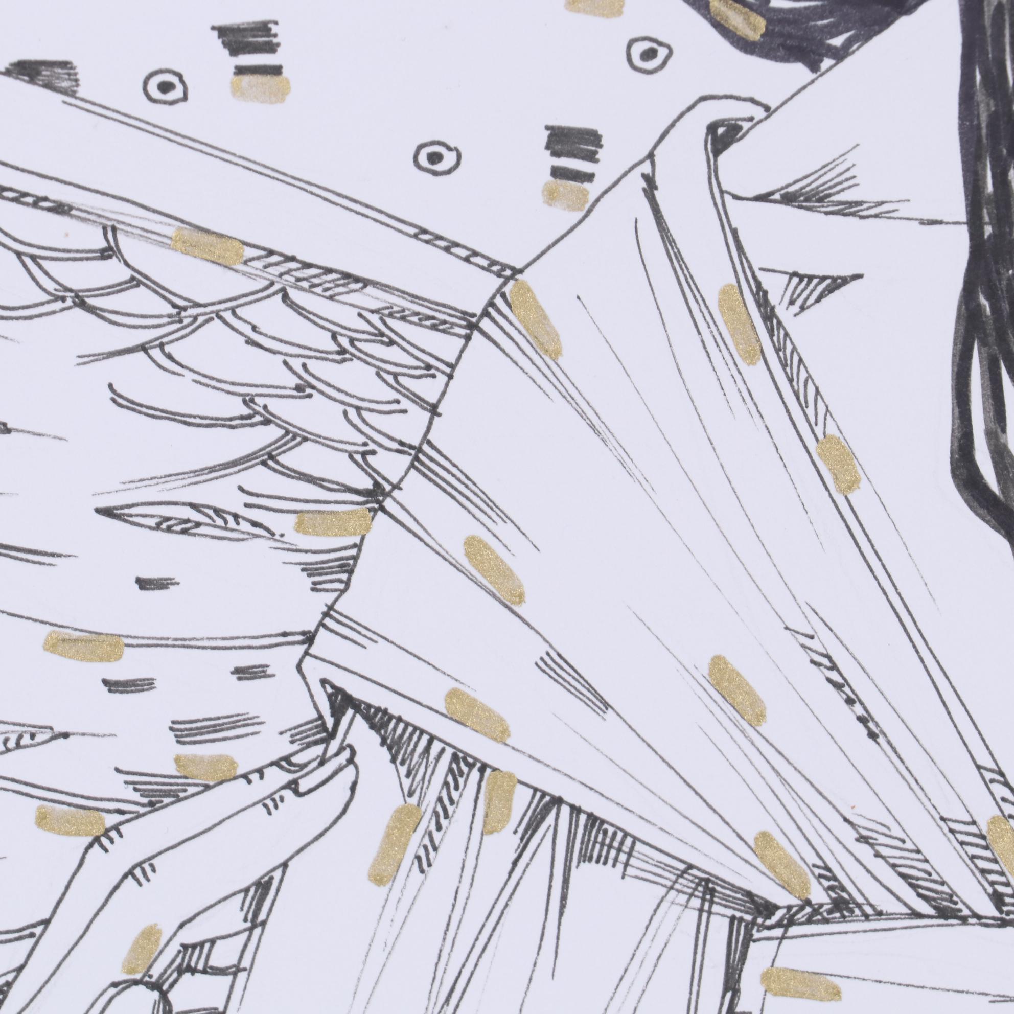 Maria Ramazanova Stylized Ink Drawing of Woman, 2020