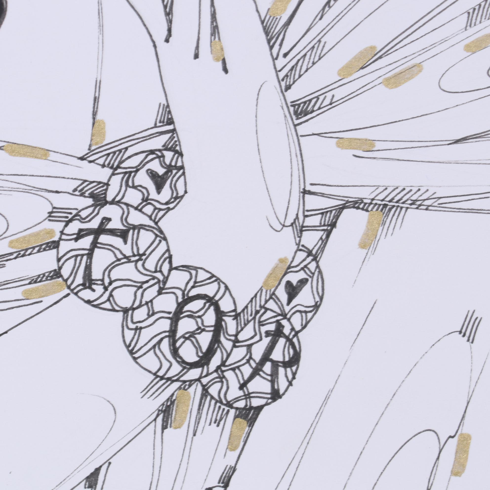 Maria Ramazanova Stylized Ink Drawing of Woman, 2020