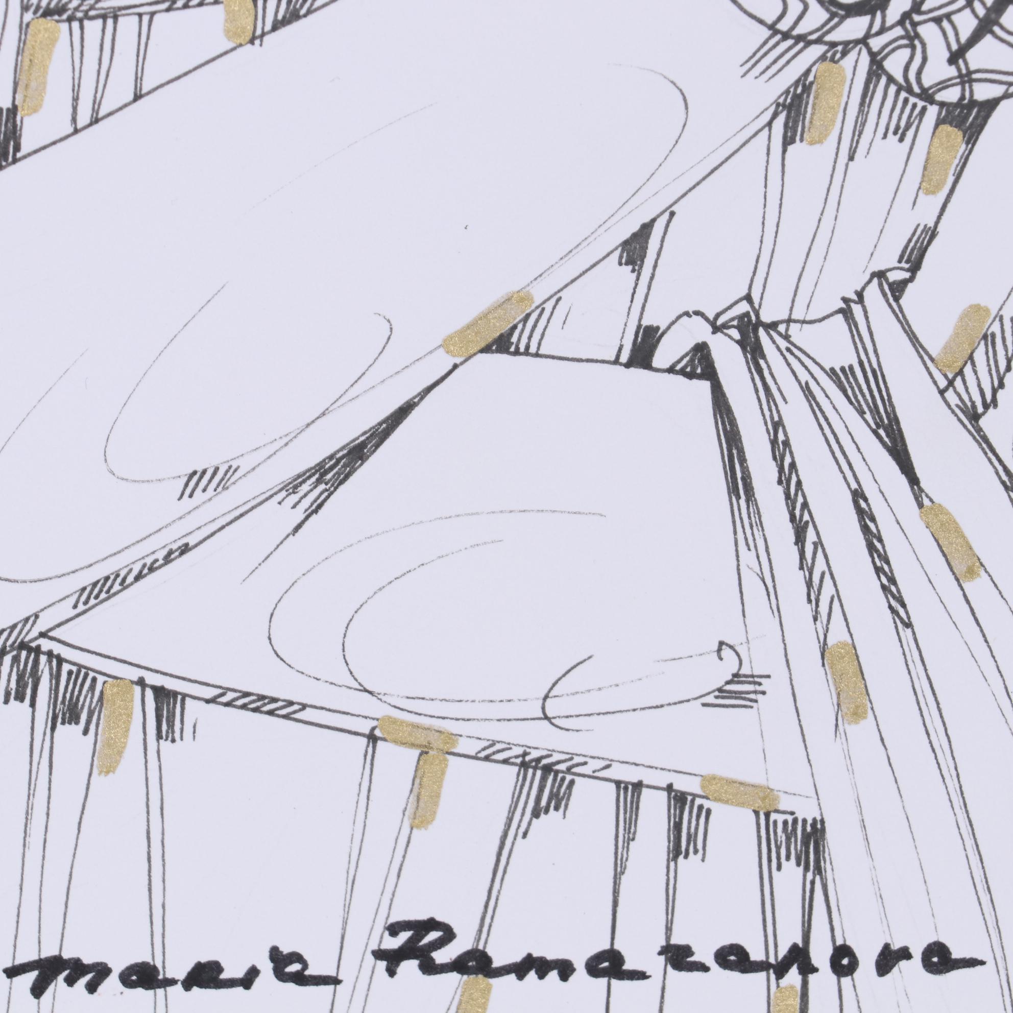 Maria Ramazanova Stylized Ink Drawing of Woman, 2020