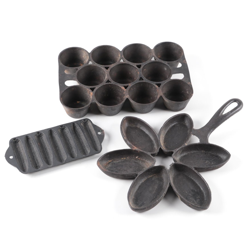 Griswold Cast Iron Muffin Pan with Other Bakeware, Early to Mid-20th C.