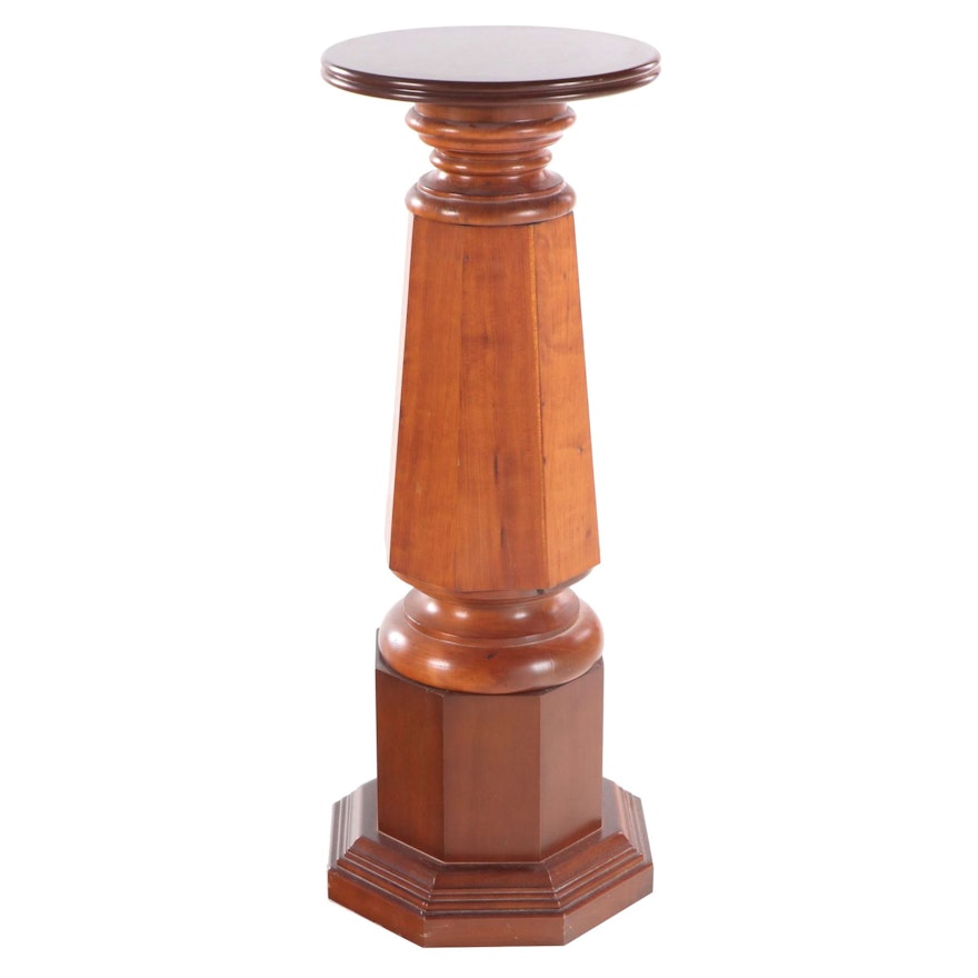 Cherrywood Display Pedestal, Stamped "GLENN", Mid to Late 20th Century