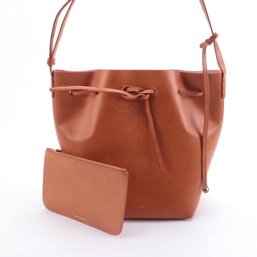 Mansur Gavriel Tan Leather Drawstring Shoulder Bag
