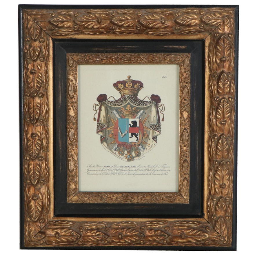 Offset Lithograph of 18th Century French Heraldic Crest, Late 20th Century