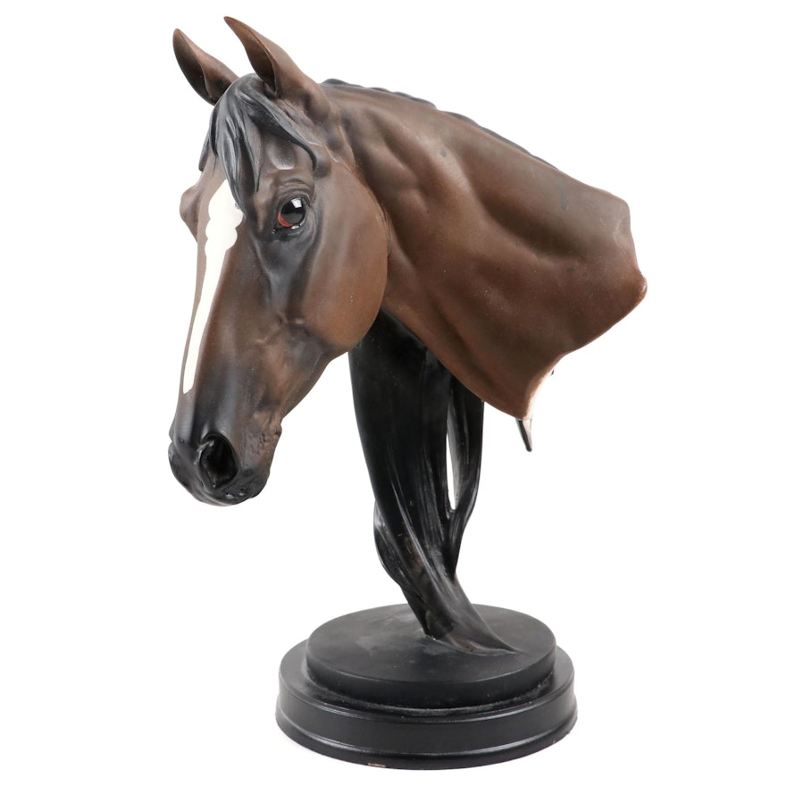 Painted Resin Bust of a Horse