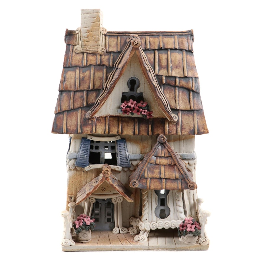 Windy Meadows Pottery "Clementine" Hand Built Ceramic Candle House