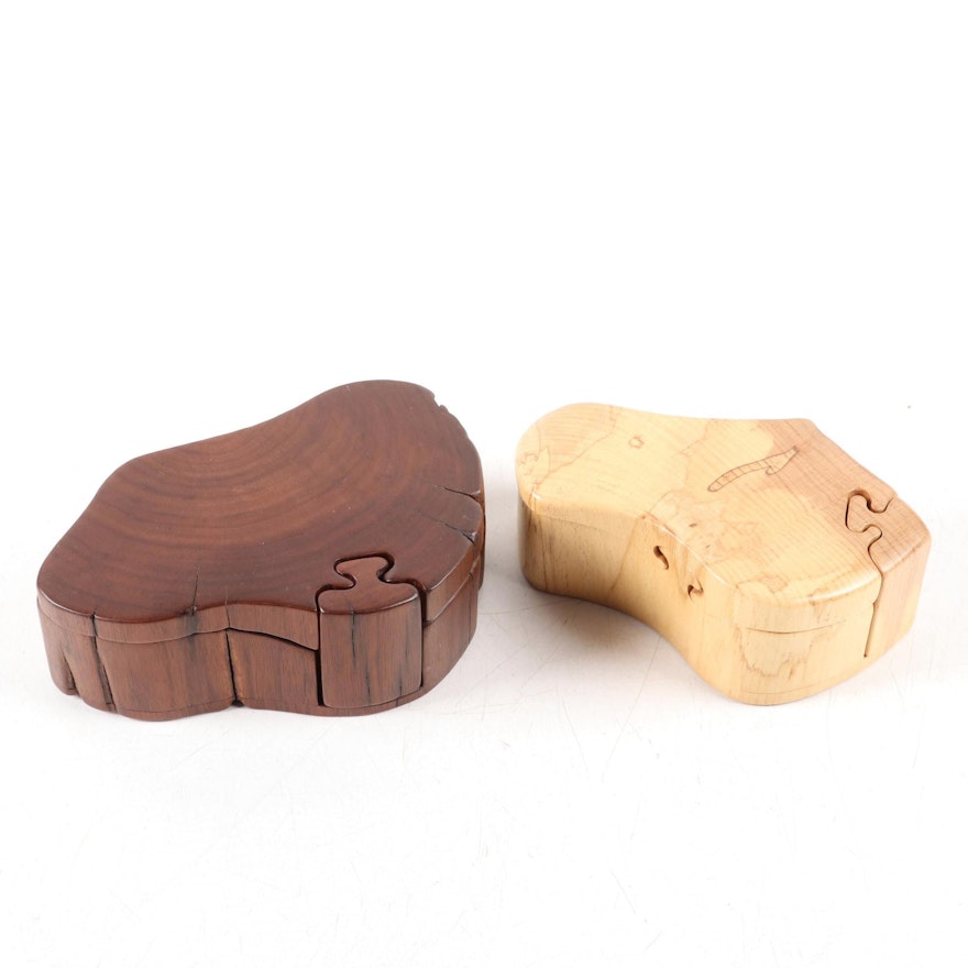 Don Rupard Carved Wood Puzzle Boxes, Late 20th Century