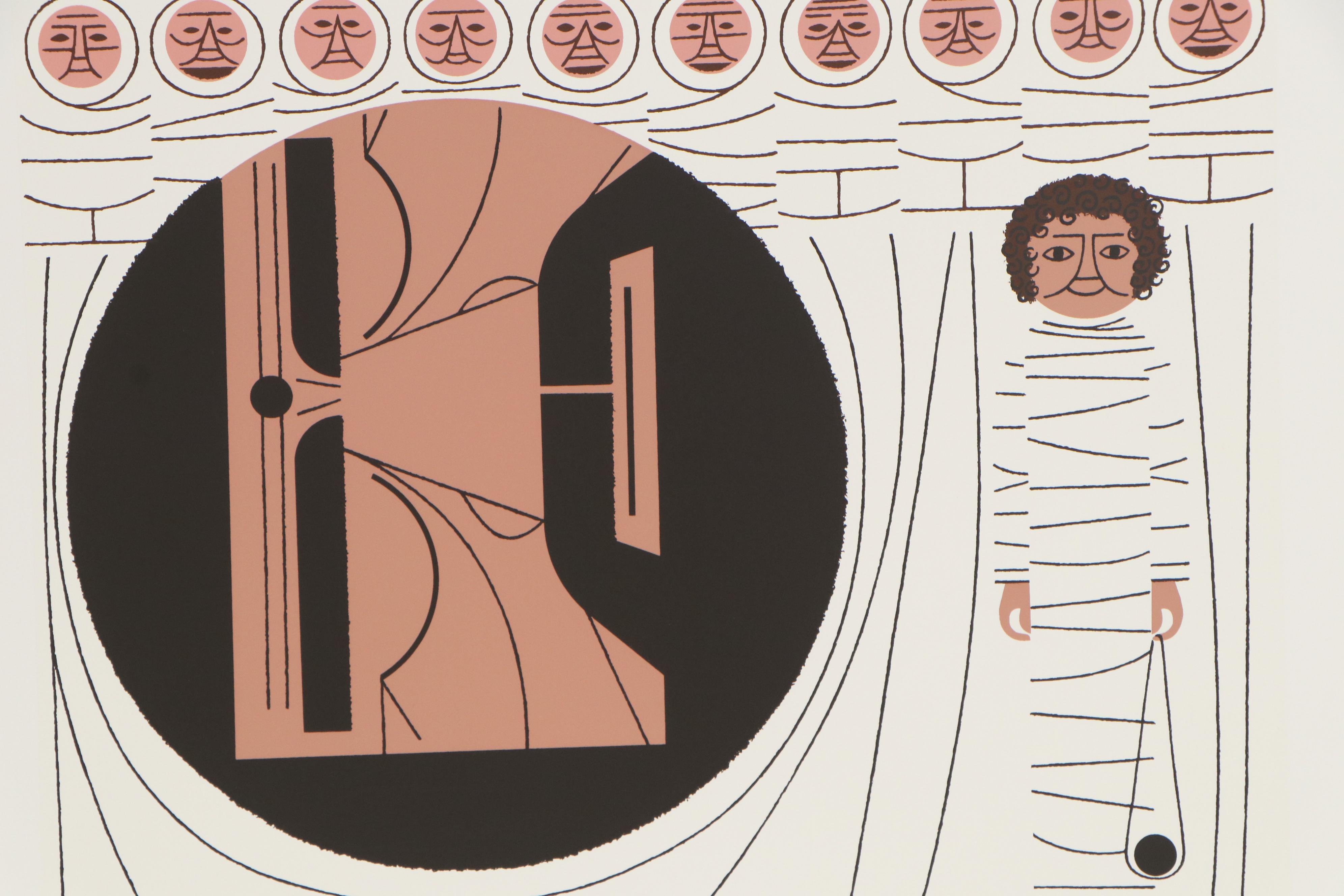 Edie Harper Serigraph of David and Goliath "Pow!," 1979