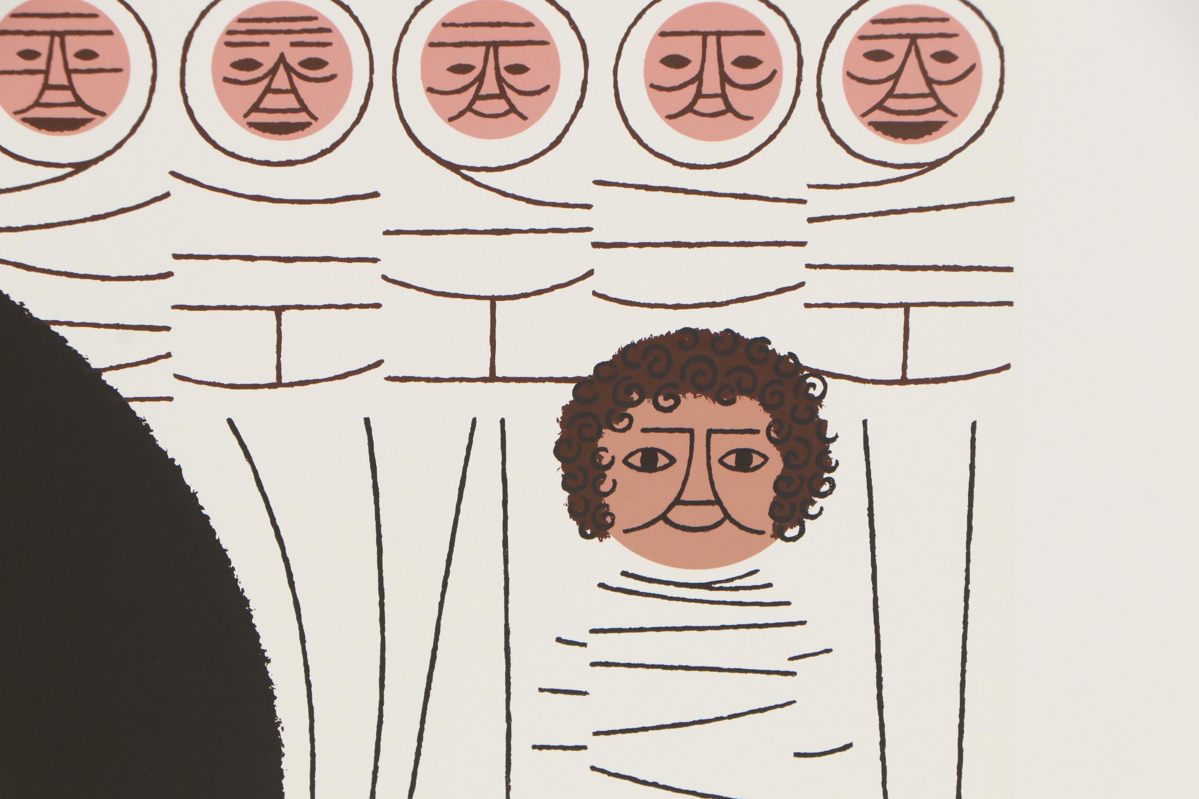 Edie Harper Serigraph of David and Goliath "Pow!," 1979