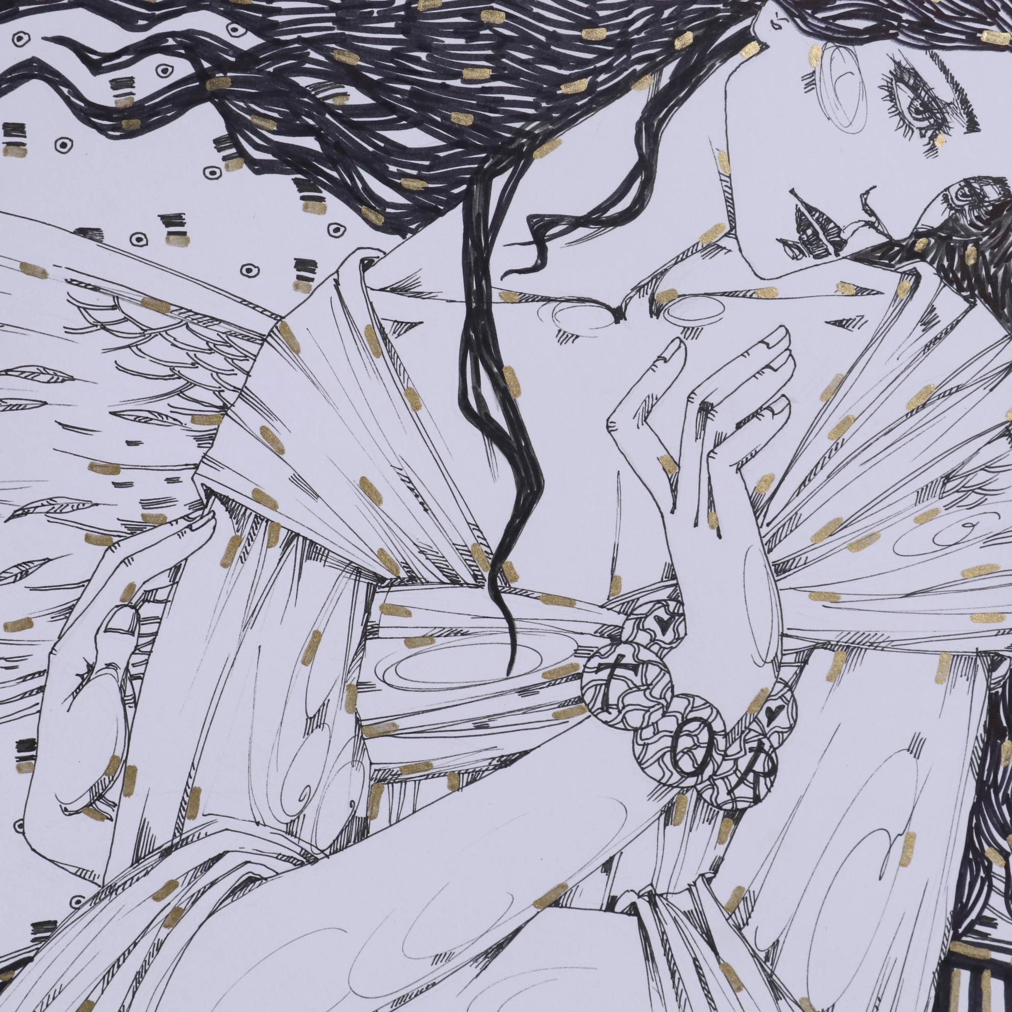 Maria Ramazanova Stylized Ink Drawing of Woman, 2020