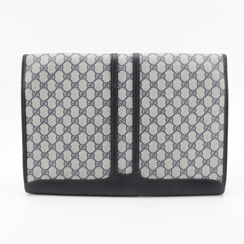 Gucci Navy Blue GG Supreme Canvas Document Holder