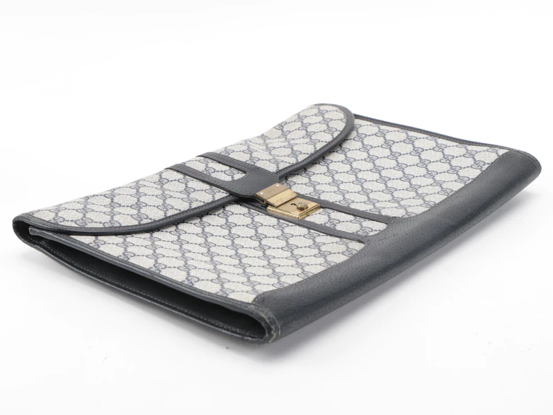 Gucci Navy Blue GG Supreme Canvas Document Holder