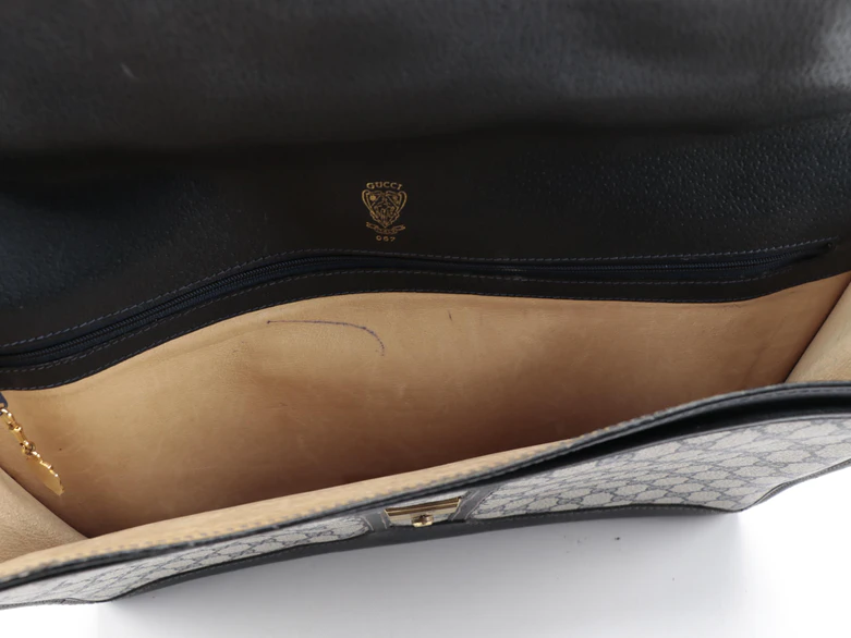 Gucci Navy Blue GG Supreme Canvas Document Holder