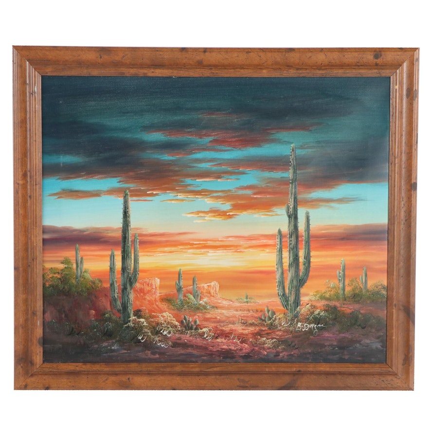 Desert Landscape Oil Painting, Late 20th to 21st Century