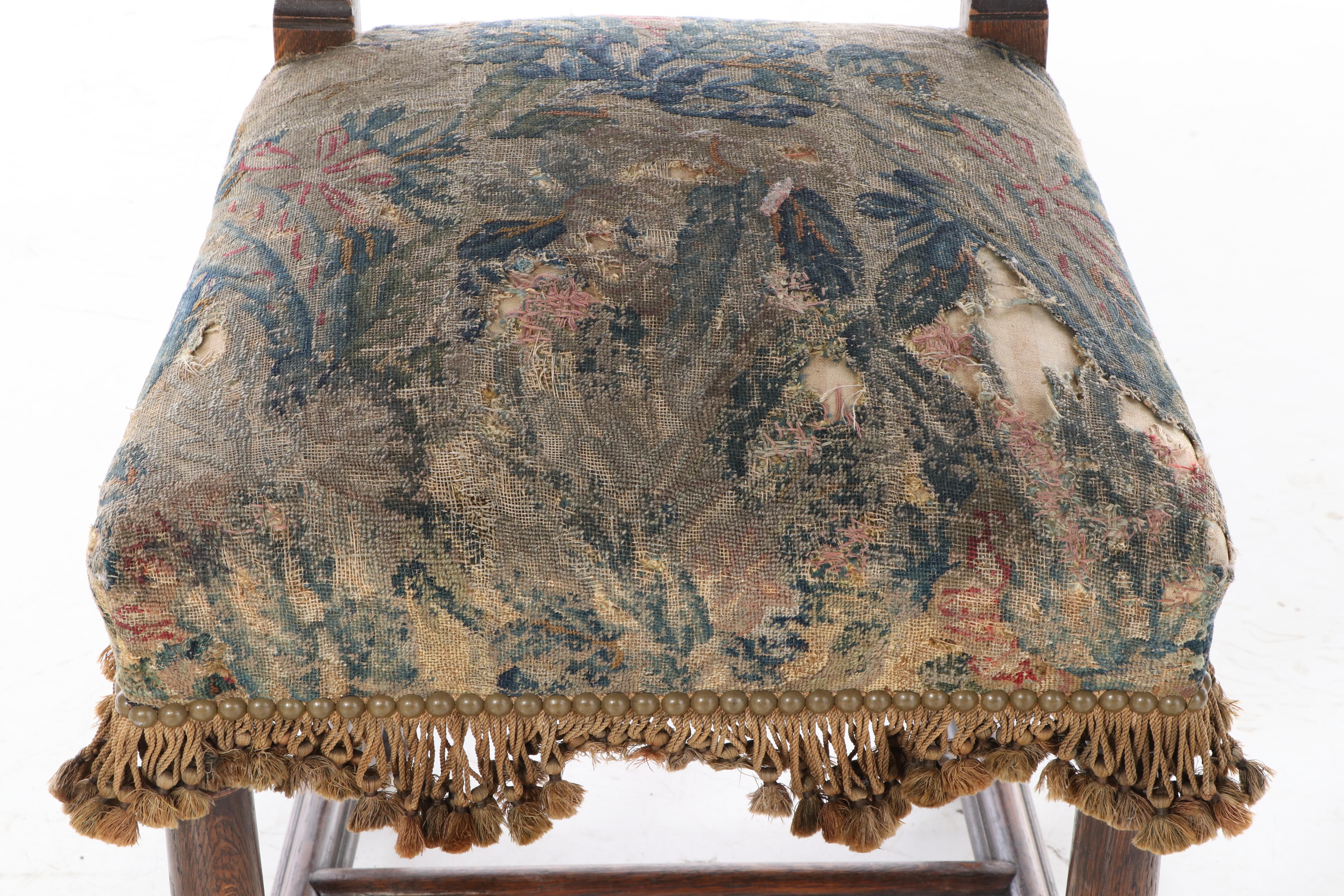 Baroque Style Oak and Needlepoint Side Chair, Late 19th/Early 20th Century