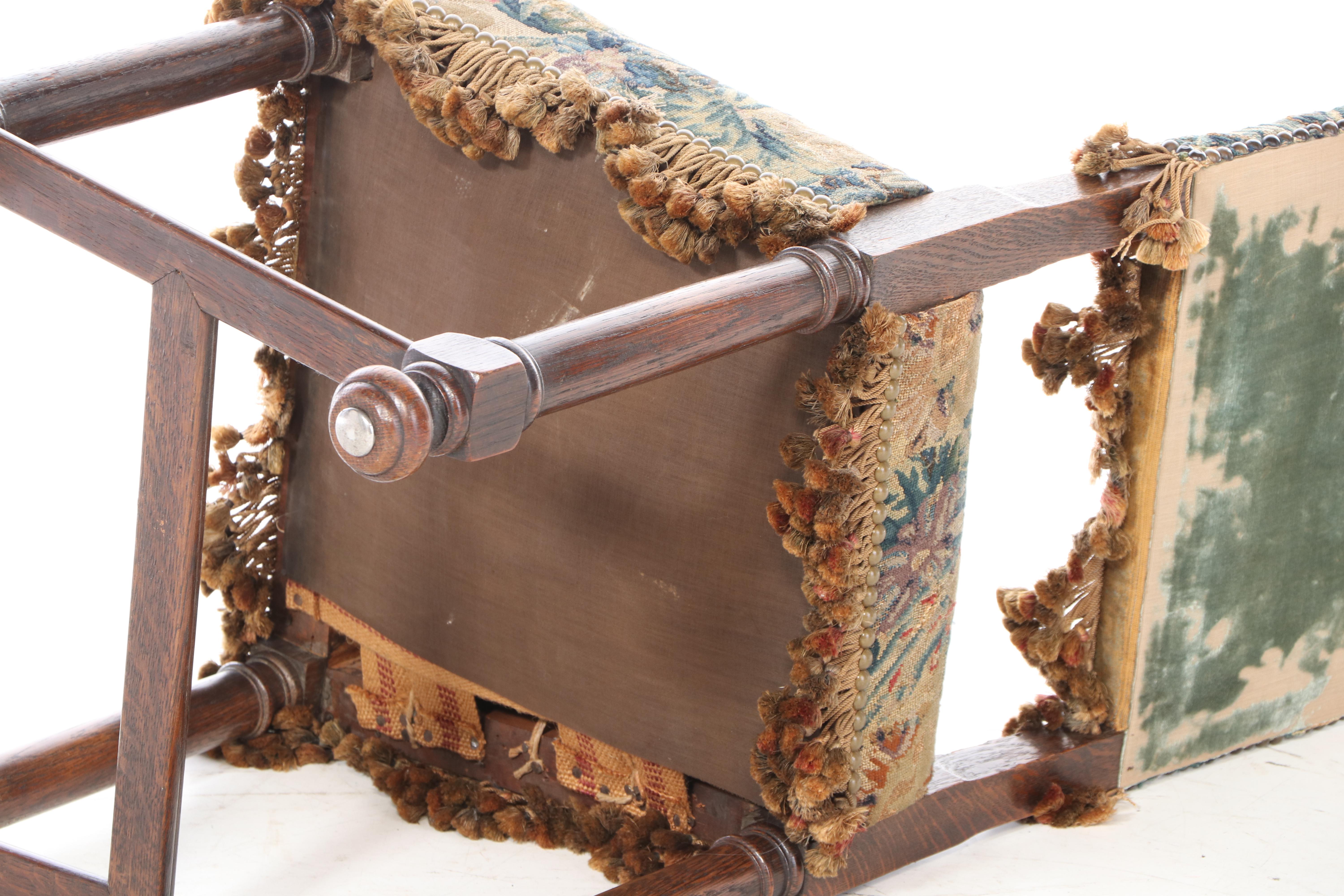 Baroque Style Oak and Needlepoint Side Chair, Late 19th/Early 20th Century