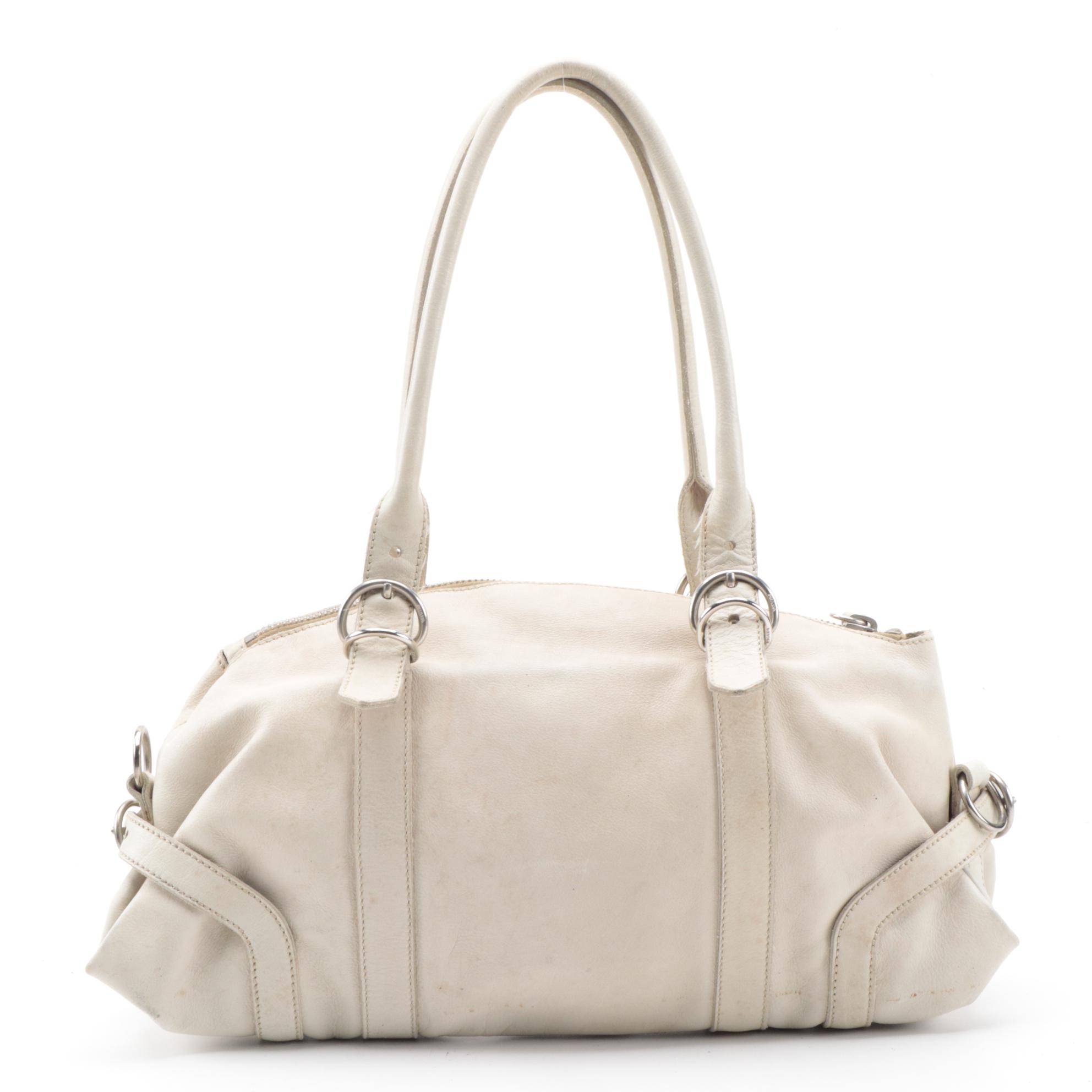 Prada Ivory Grained Leather Shoulder Bag