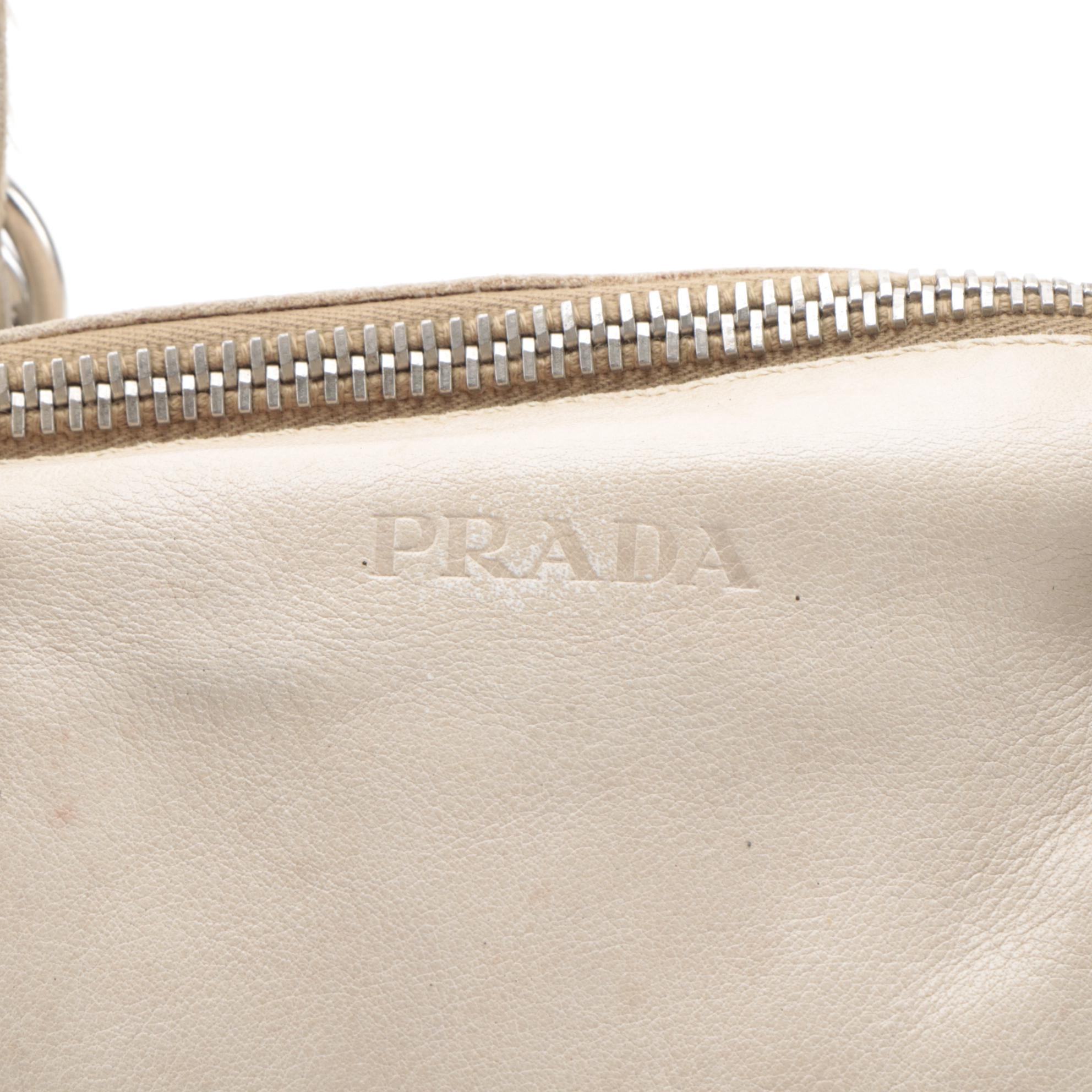 Prada Ivory Grained Leather Shoulder Bag