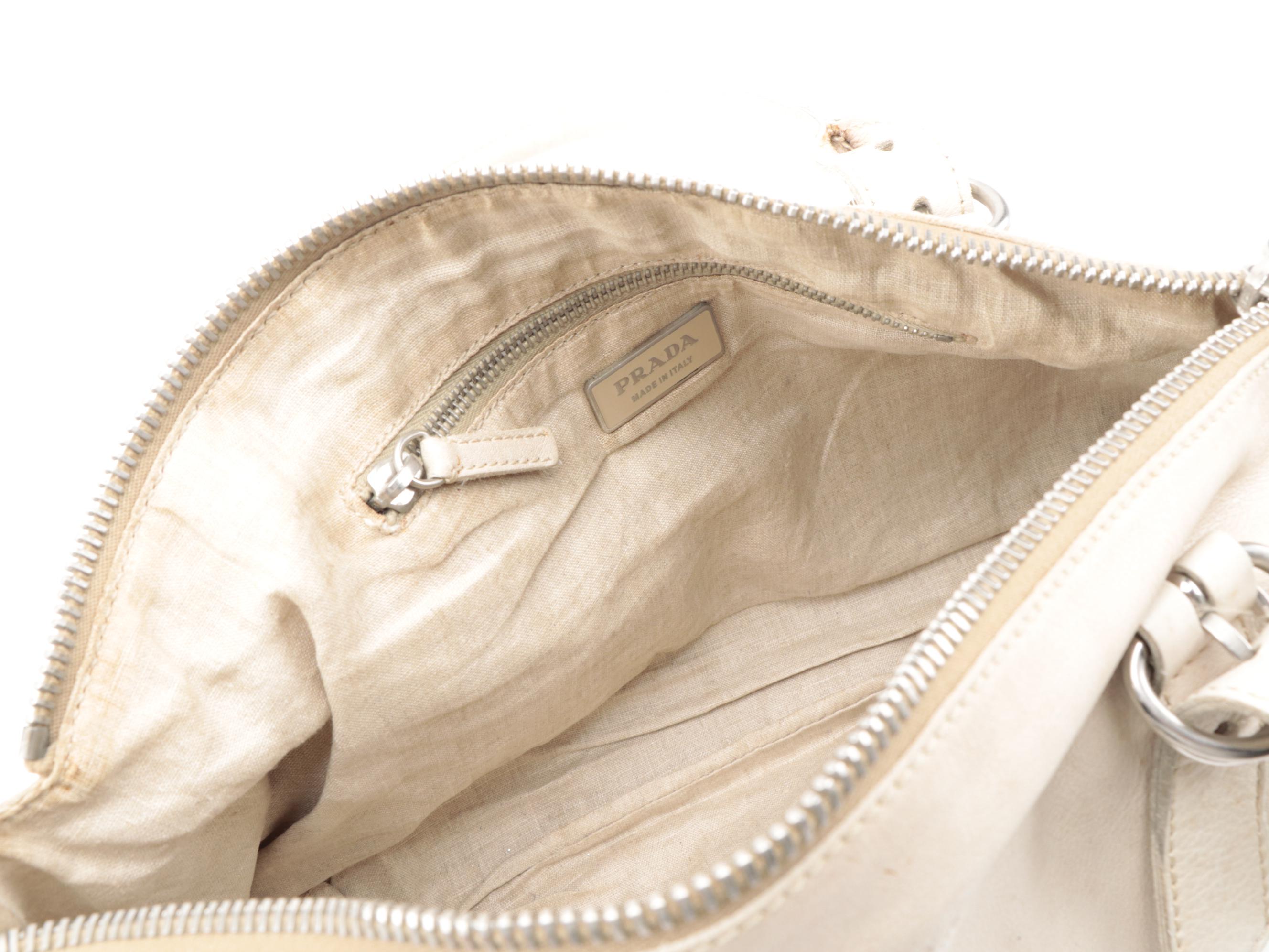 Prada Ivory Grained Leather Shoulder Bag