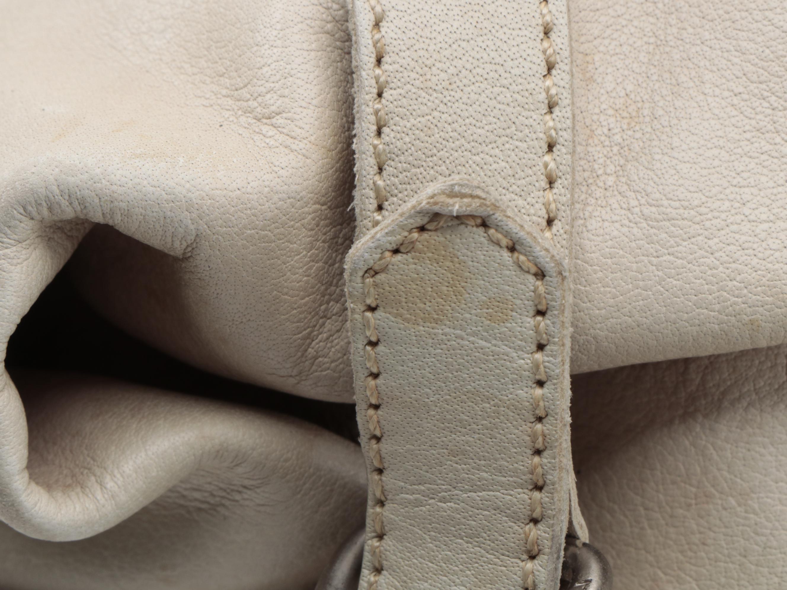 Prada Ivory Grained Leather Shoulder Bag