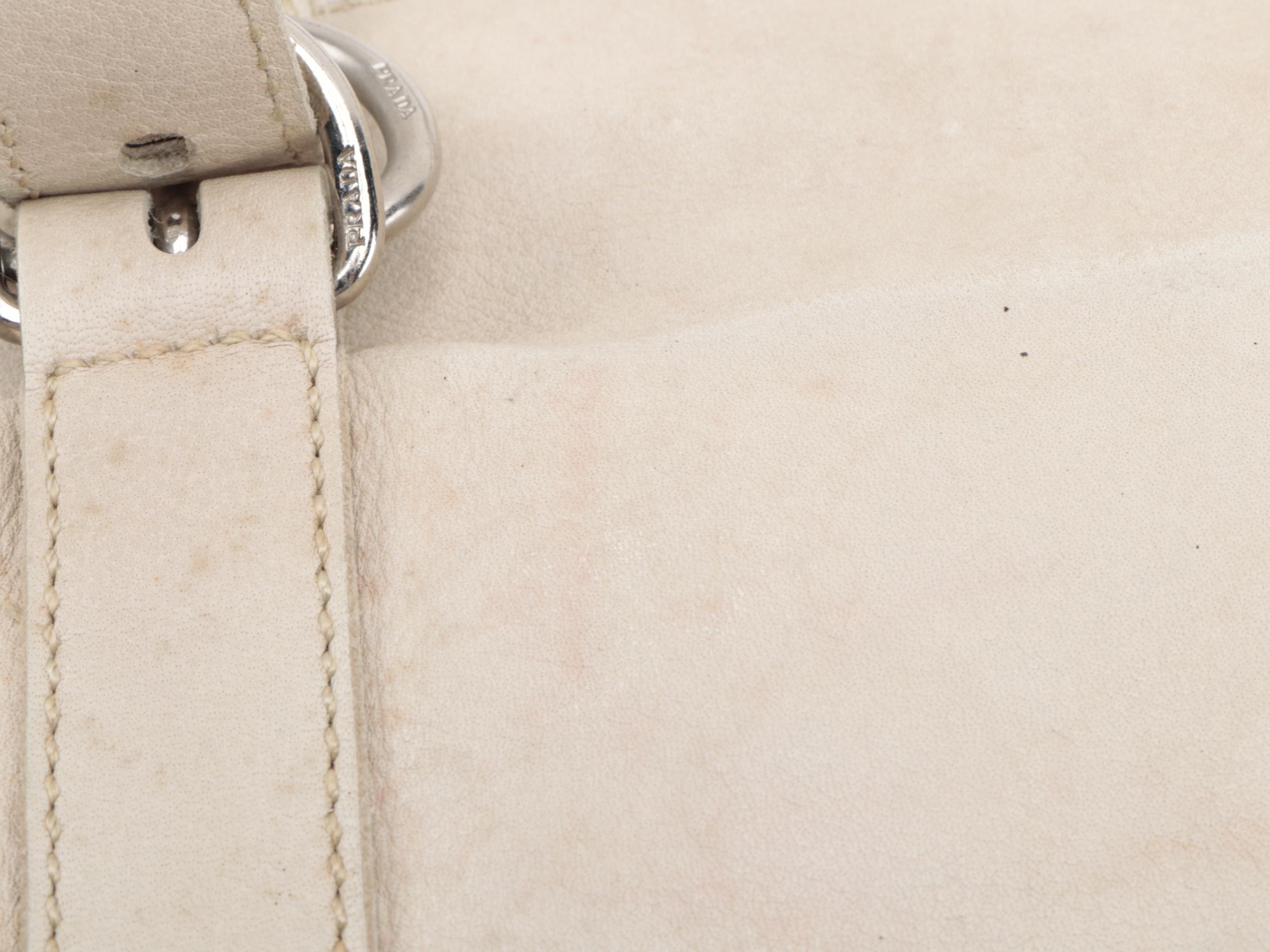 Prada Ivory Grained Leather Shoulder Bag