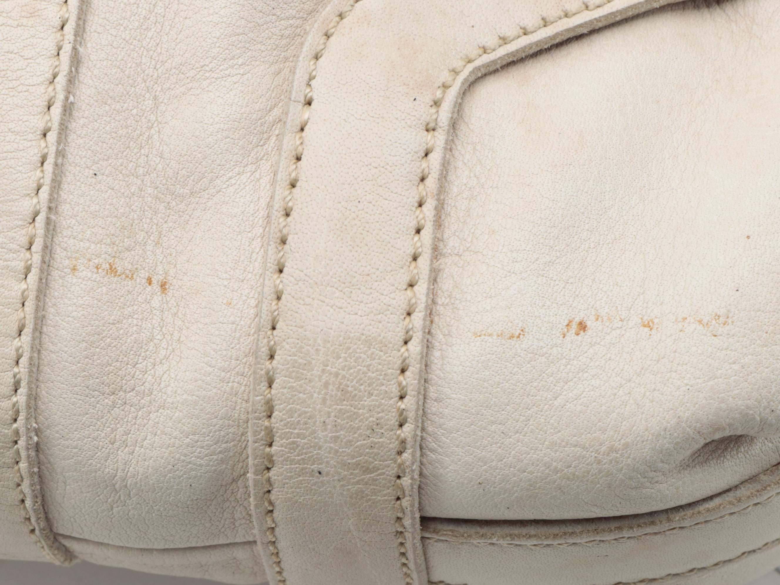 Prada Ivory Grained Leather Shoulder Bag
