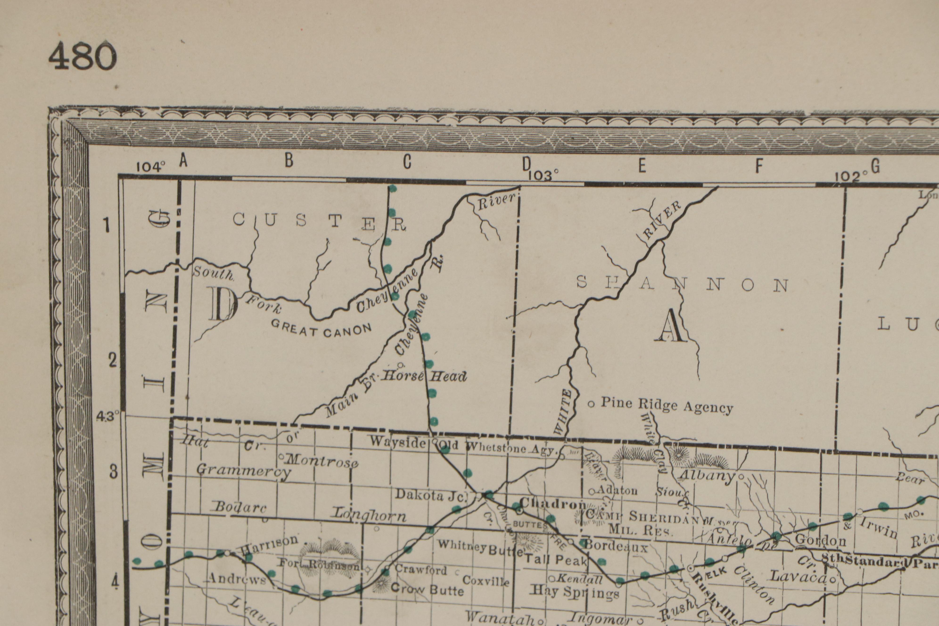 Rand McNally & Co. Railroad Map of Nebraska, Late 19th Century