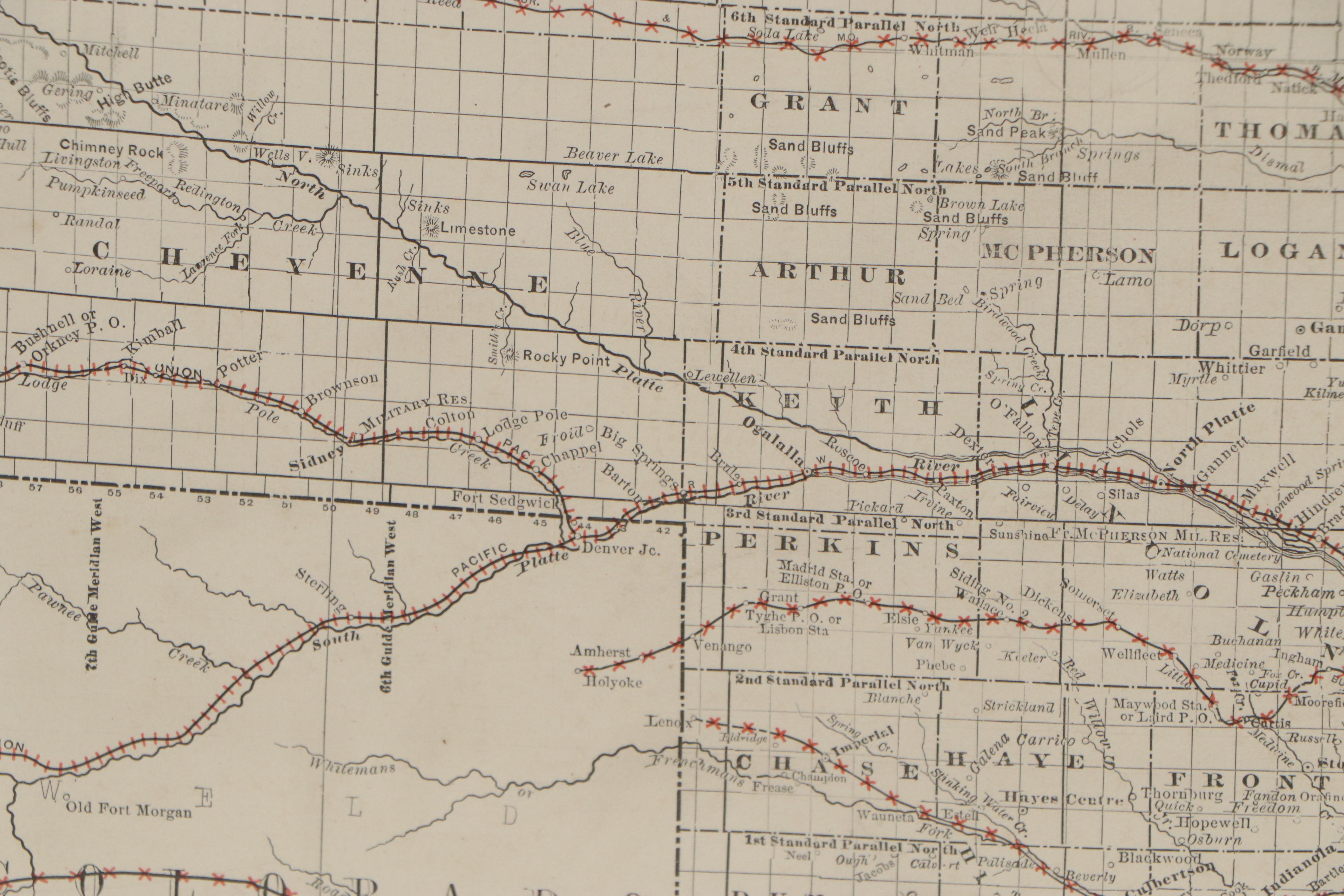 Rand McNally & Co. Railroad Map of Nebraska, Late 19th Century