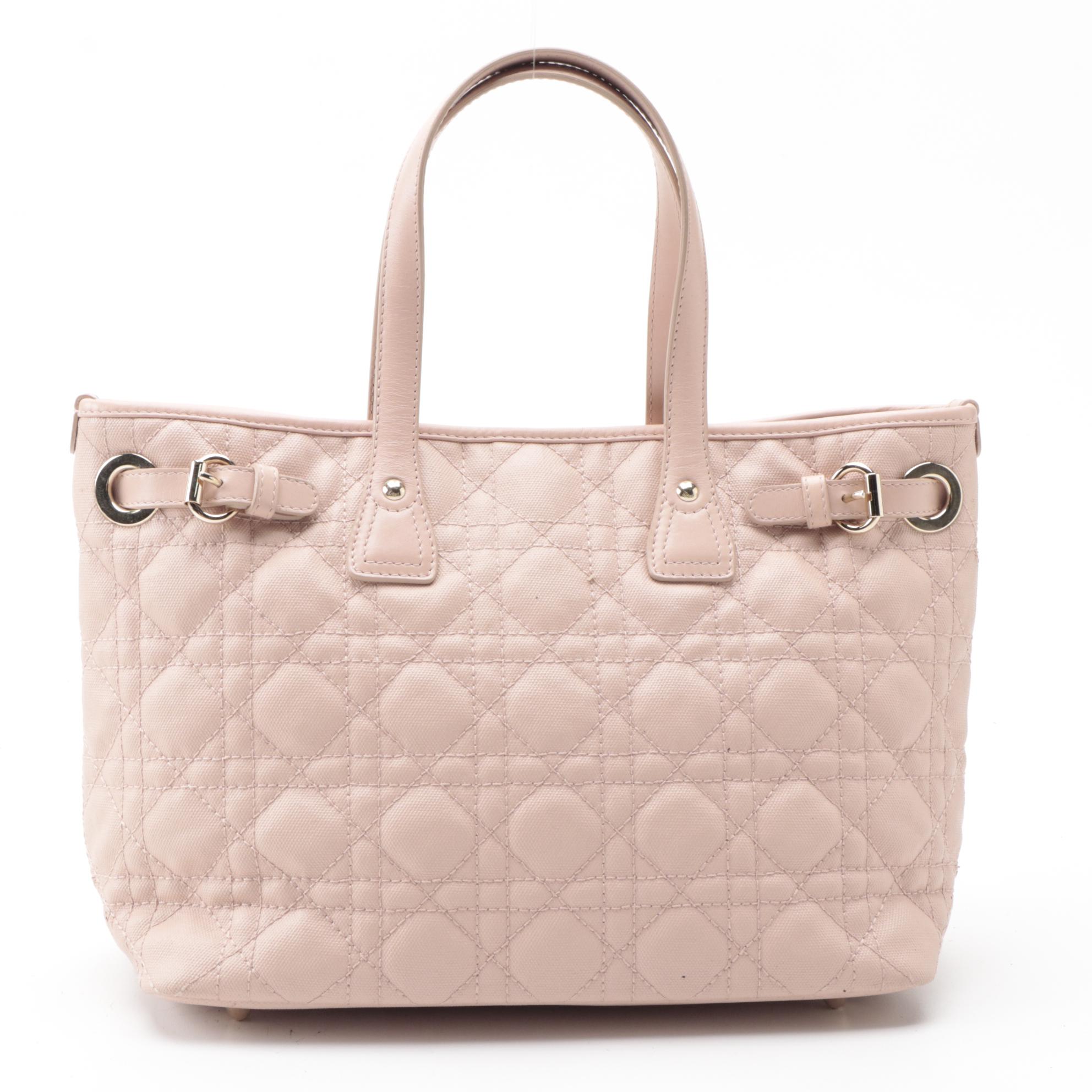 Christian Dior Mini Panarea Tote in Cannage Quilt Canvas and Smooth Leather