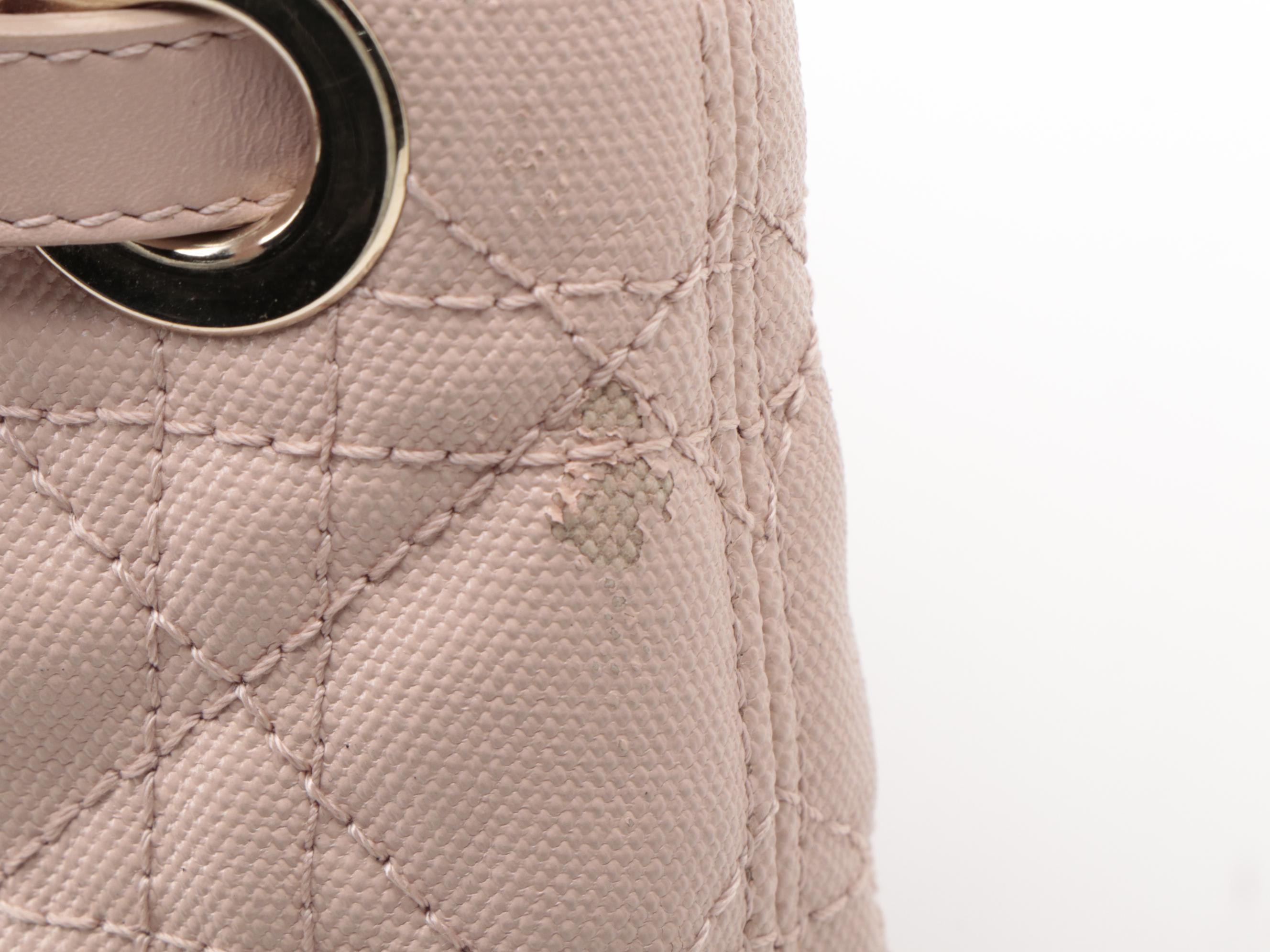 Christian Dior Mini Panarea Tote in Cannage Quilt Canvas and Smooth Leather