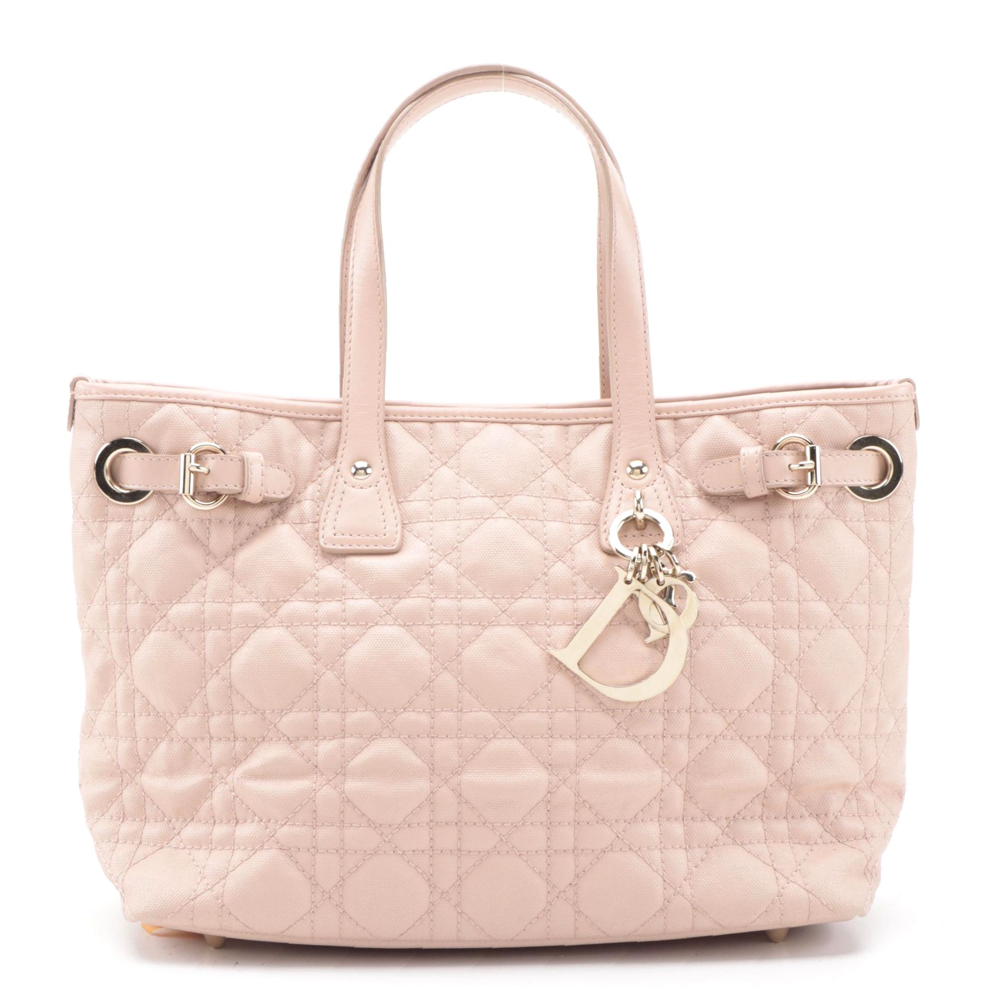 Christian Dior Mini Panarea Tote in Cannage Quilt Canvas and Smooth Leather