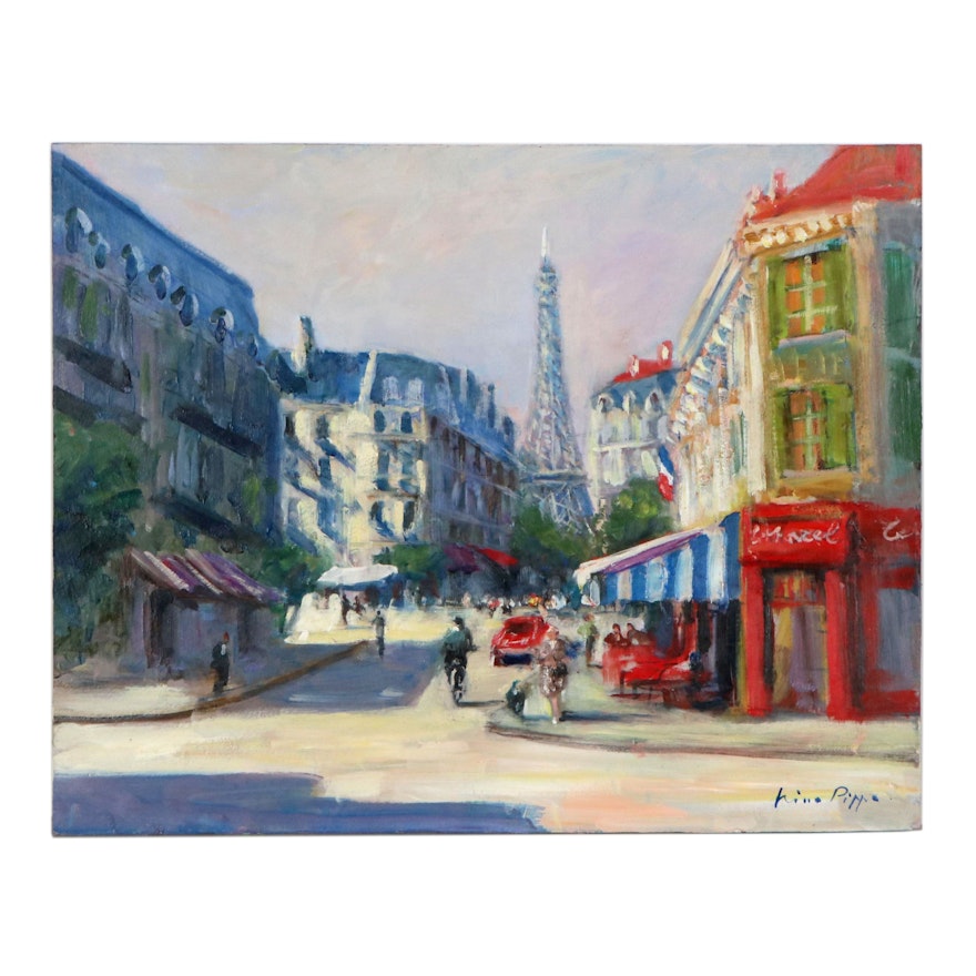 Nino Pippa Oil Painting "Paris-Street Scene," 2017