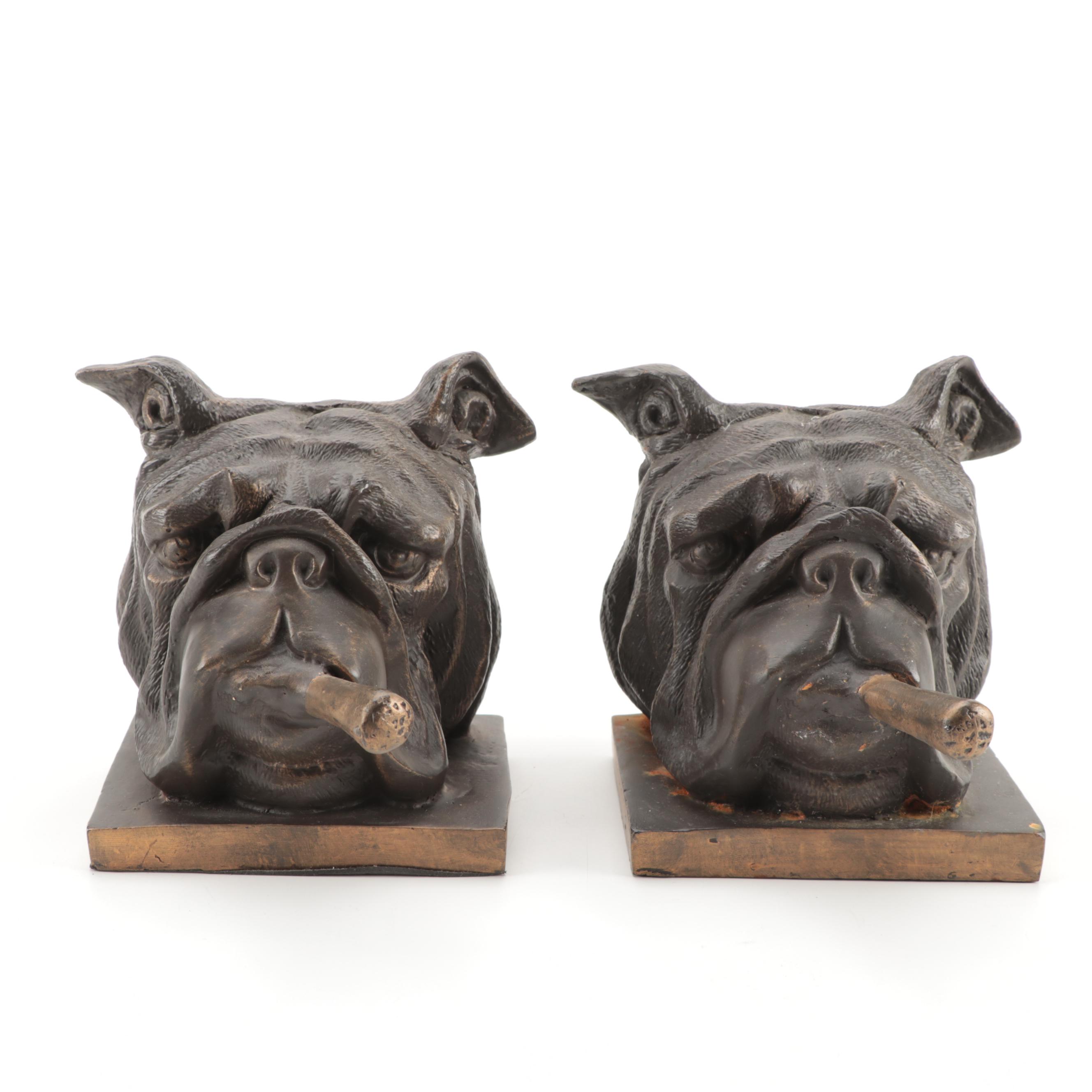 Mack Truck Bulldog Metal Ashtrays and Cigar Smoking Bulldog Cast Iron Bookends