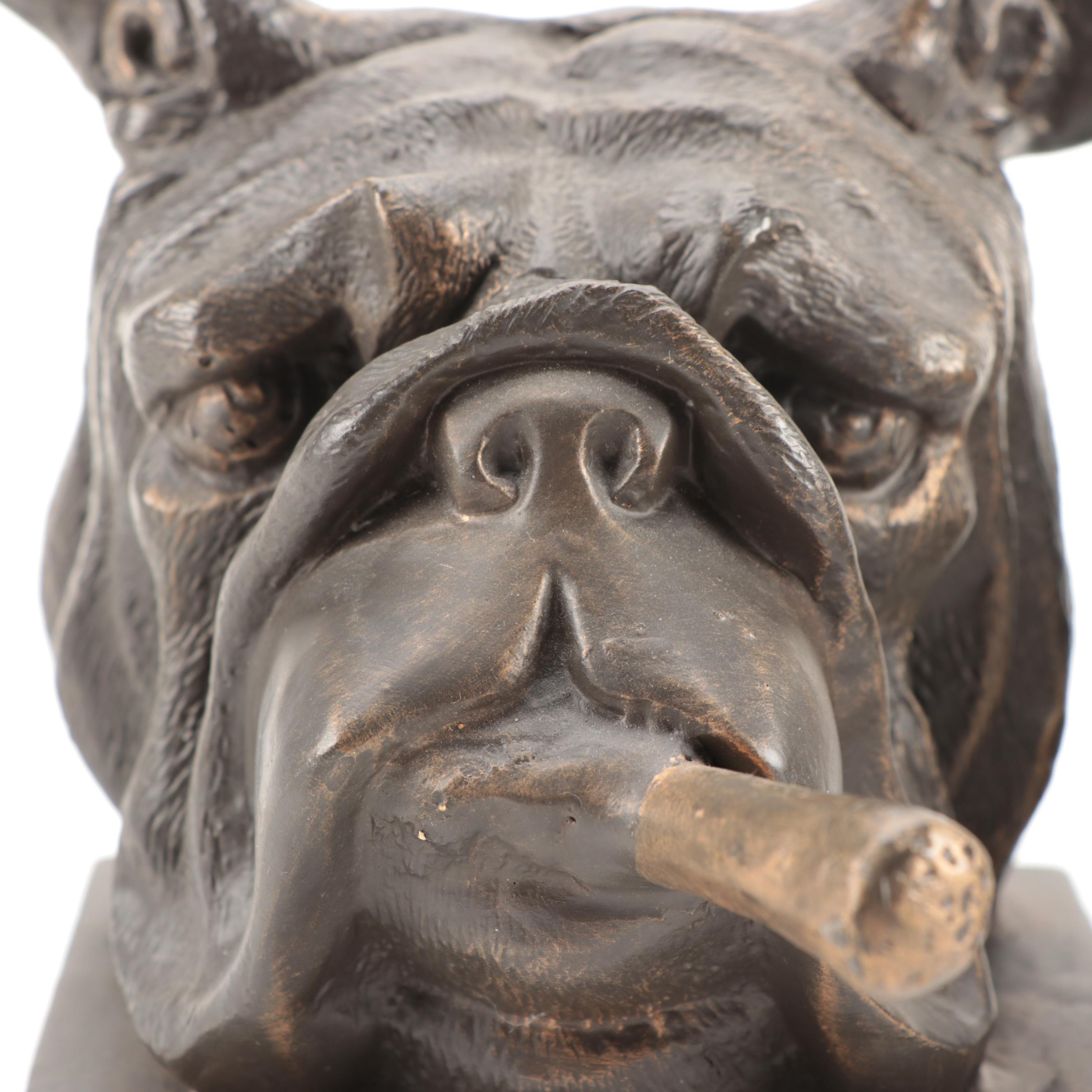 Mack Truck Bulldog Metal Ashtrays and Cigar Smoking Bulldog Cast Iron Bookends