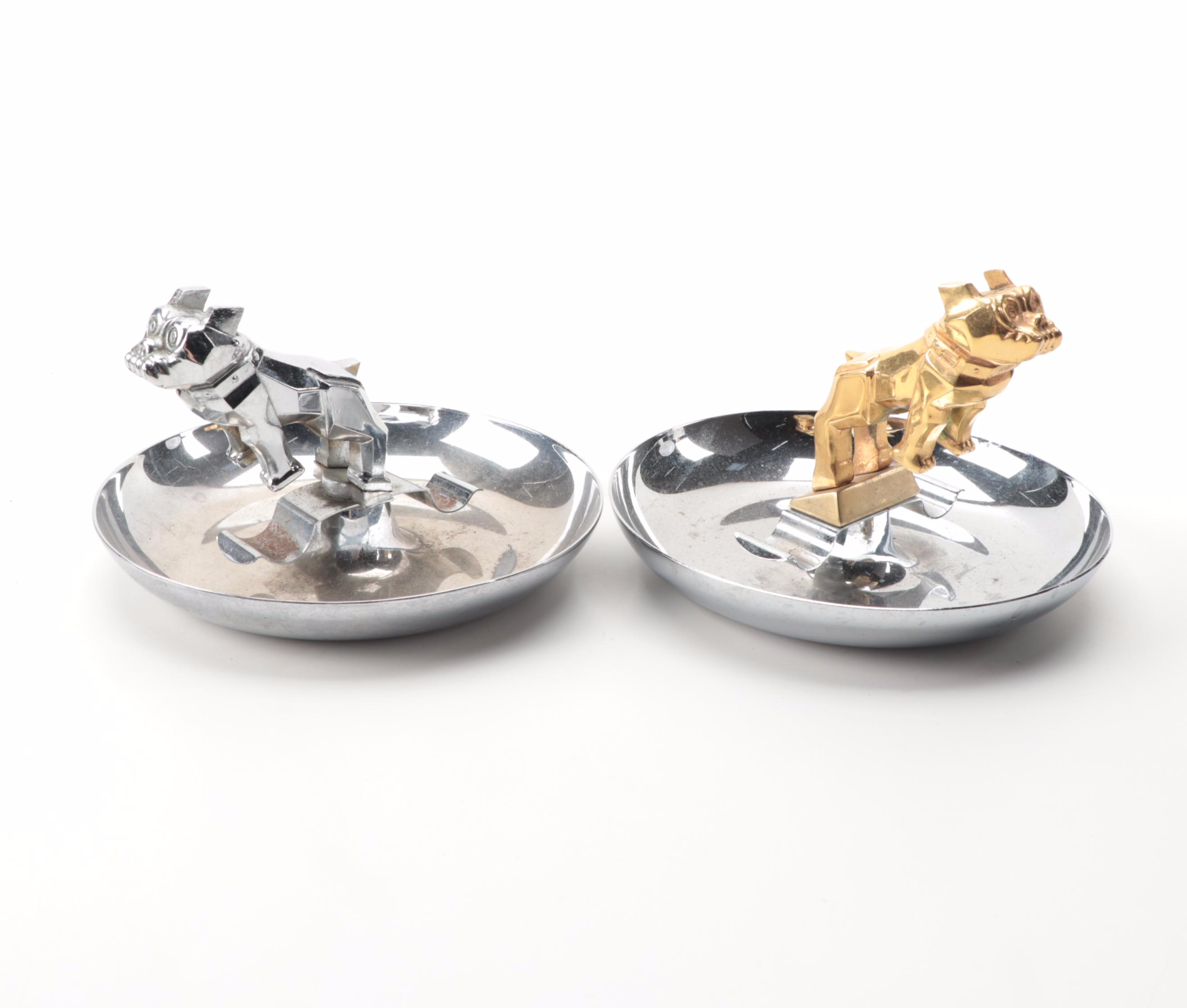 Mack Truck Bulldog Metal Ashtrays and Cigar Smoking Bulldog Cast Iron Bookends