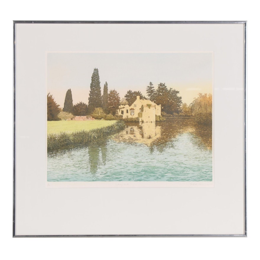Gilbert Browne Color Etching "Scotney - Kent," 1984
