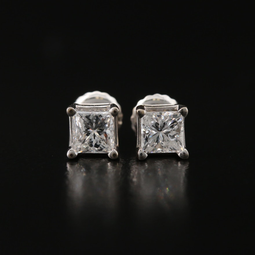 18K 1.00 CTW Diamond Stud Earrings