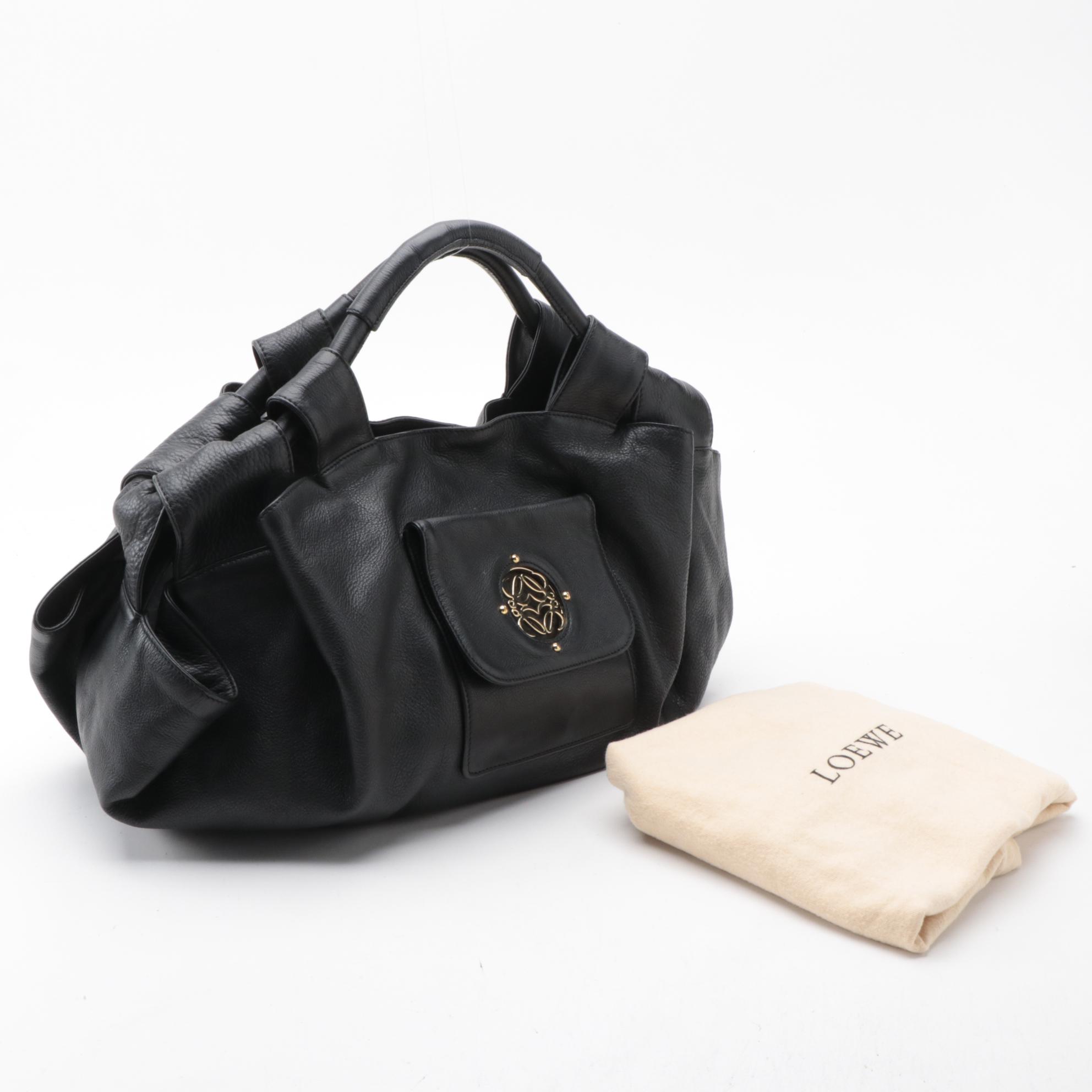 Loewe Black Nappa Leather Aire Front Pocket Hobo Bag