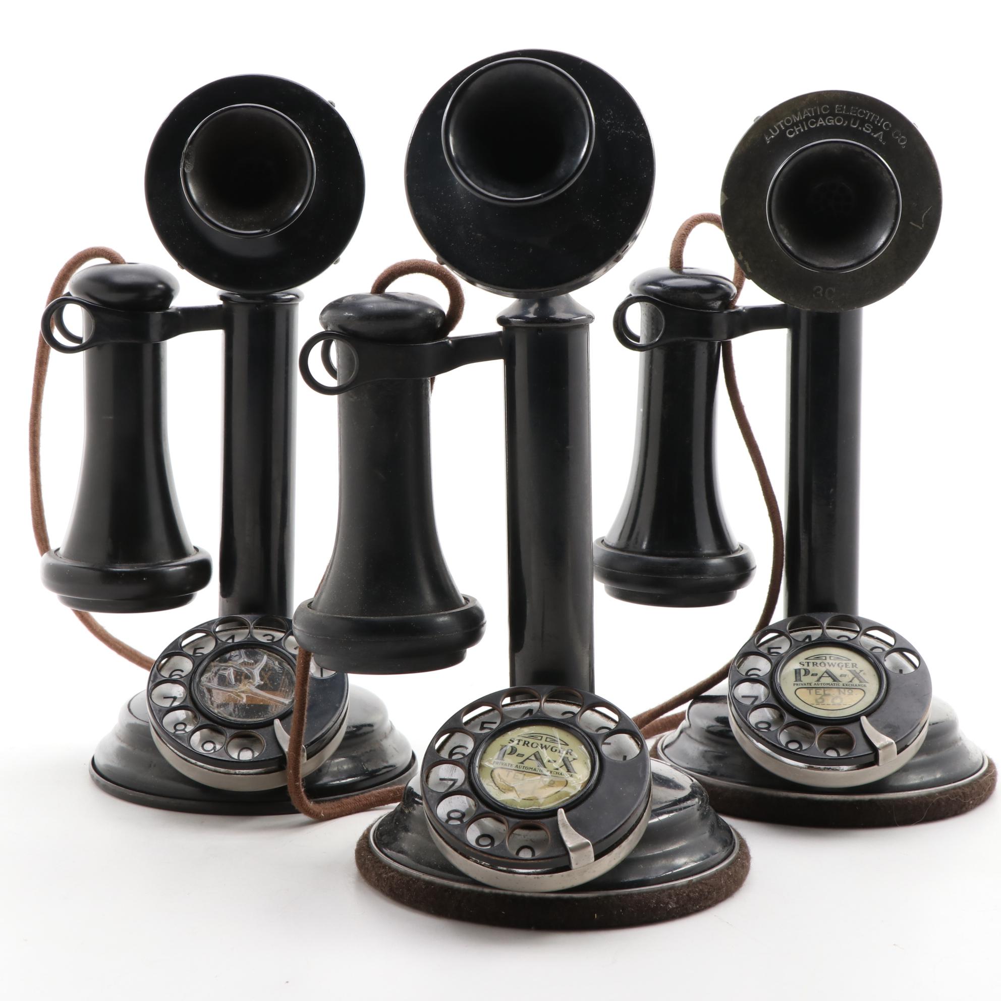 Strowger P.A.X. Candlestick Phones, Early 20th Century