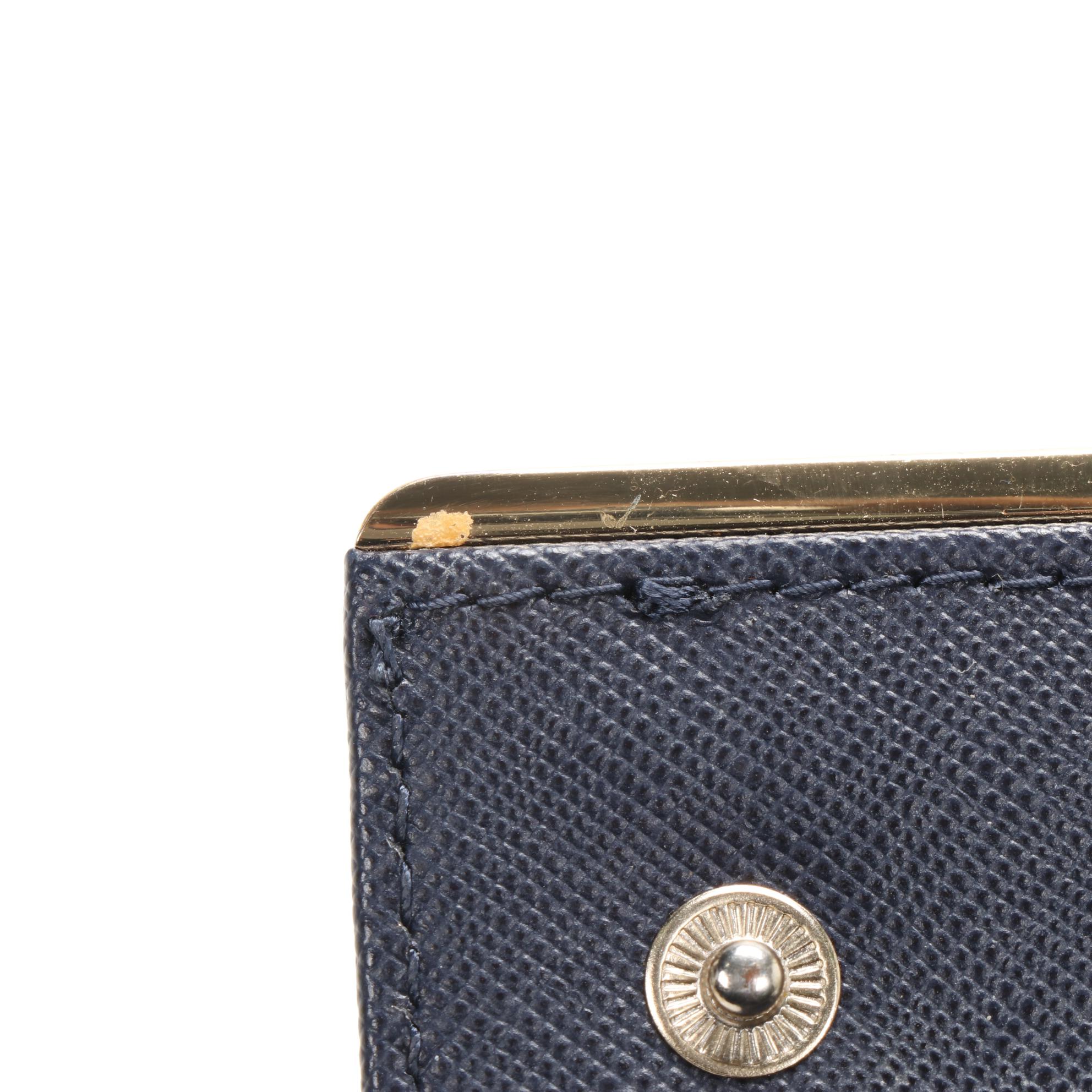 Tory Burch Navy Blue Saffiano Patent Leather Wallet