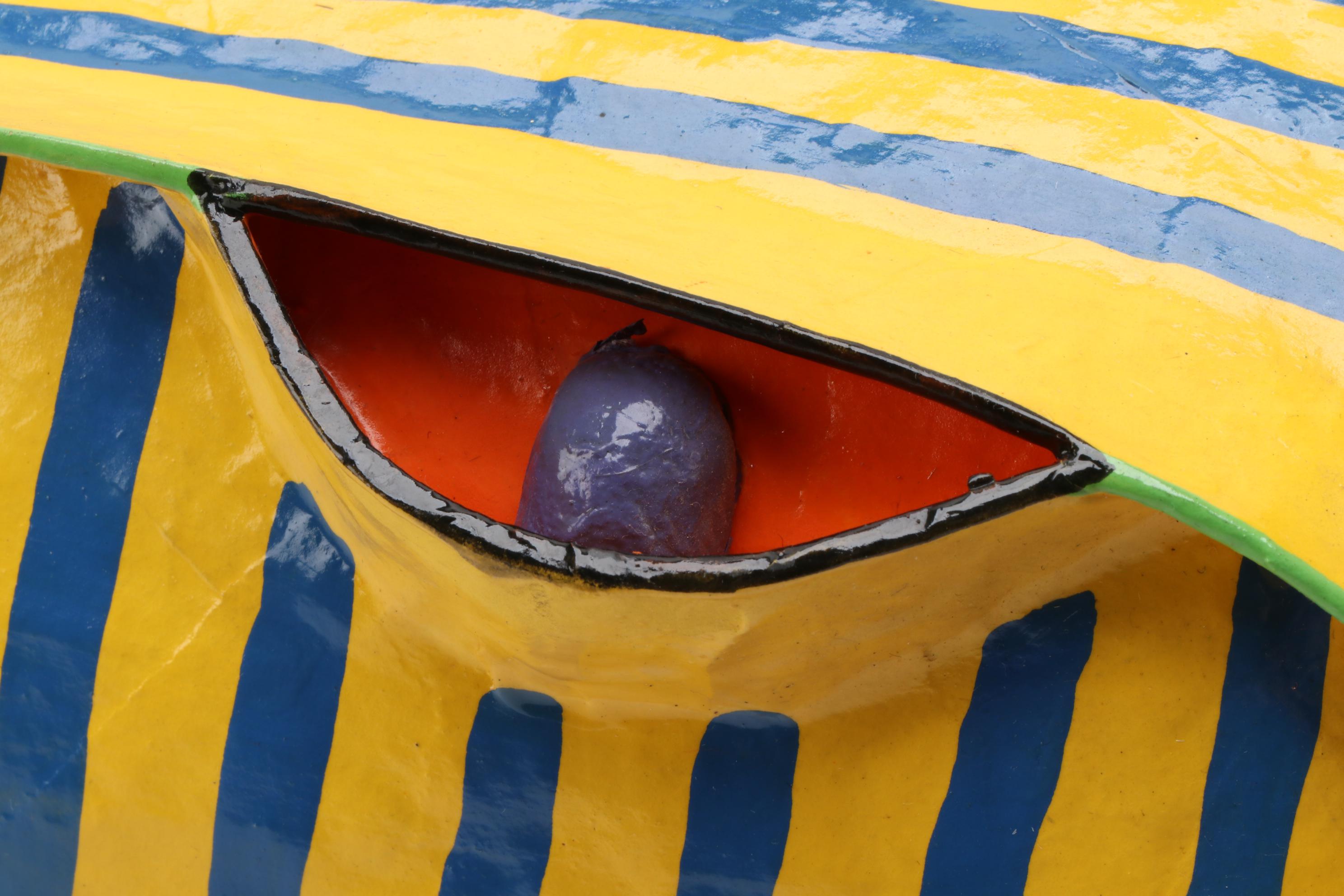 Gina Truex Painted Papier-Mâché Giraffe Mask Wall Décor