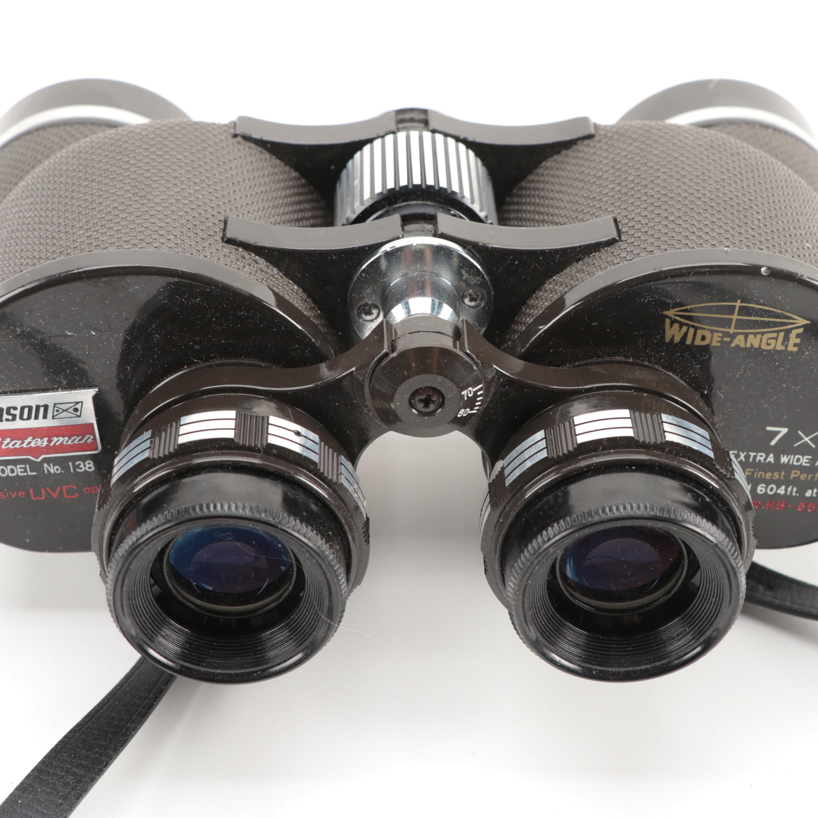 Jason Statesman No. 138 Wide Angle Binoculars in Leather Case, 1970s