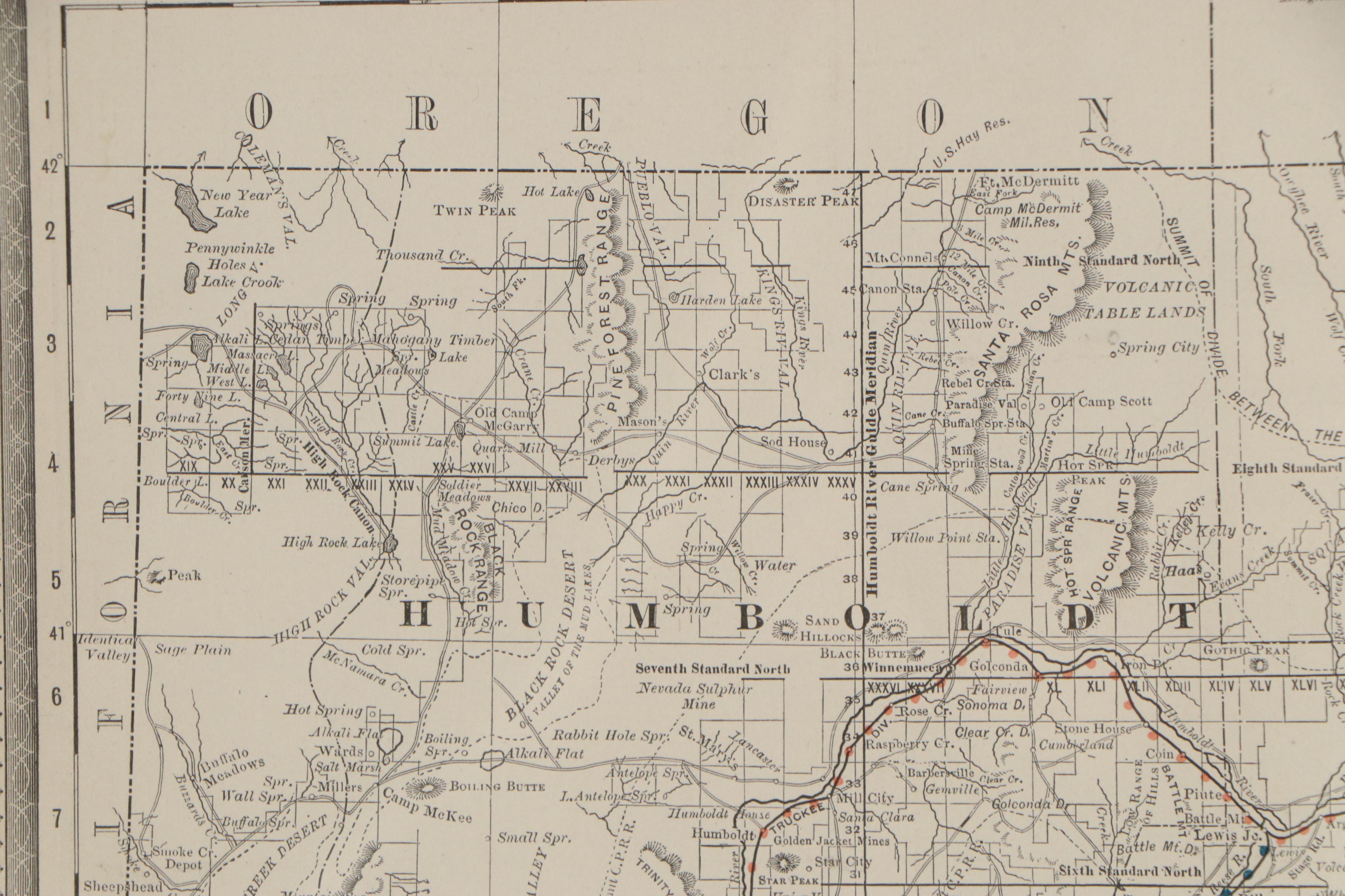Rand McNally & Co. Railroad Map of Nevada, Late 19th Century