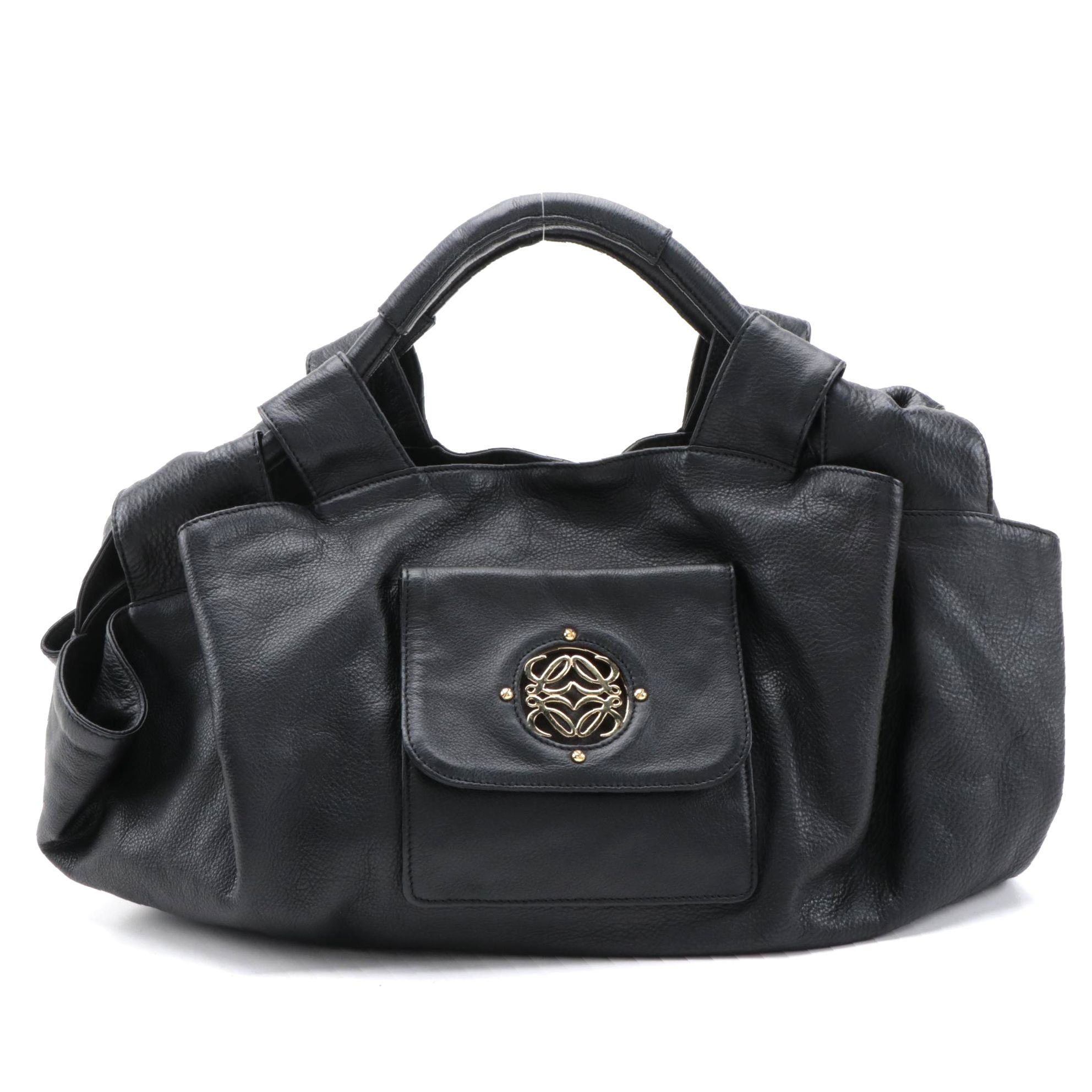 Loewe Black Nappa Leather Aire Front Pocket Hobo Bag