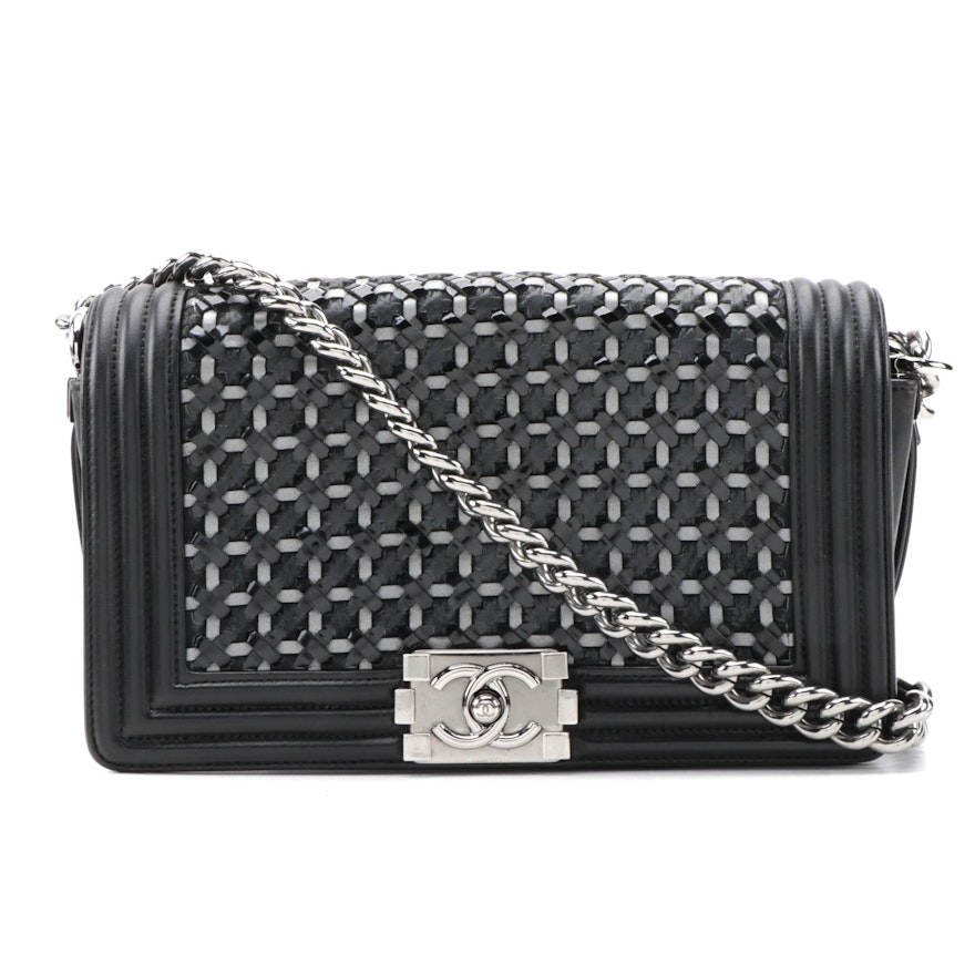 Chanel Medium Boy Flap Bag in Braided Patent Leather and Lambskin