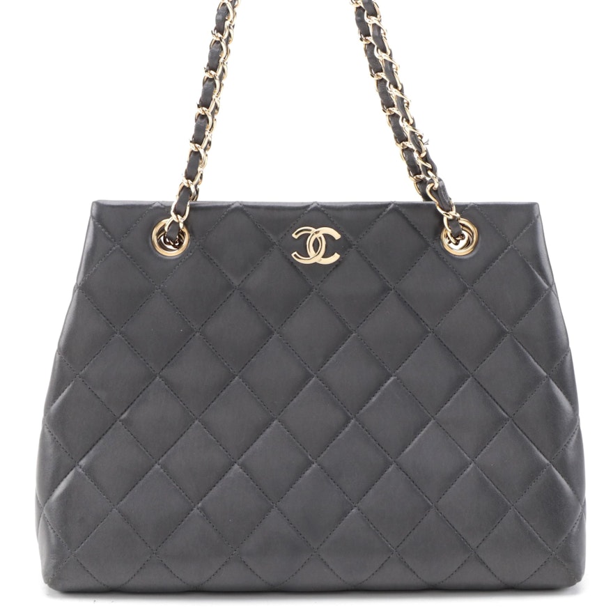 Chanel CC Chain Tote in Black Quilted Lambskin