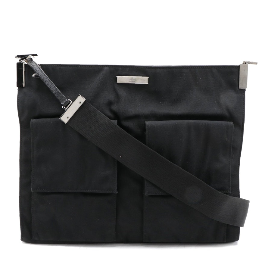Gucci Black Nylon Two Pocket Shoulder Bag