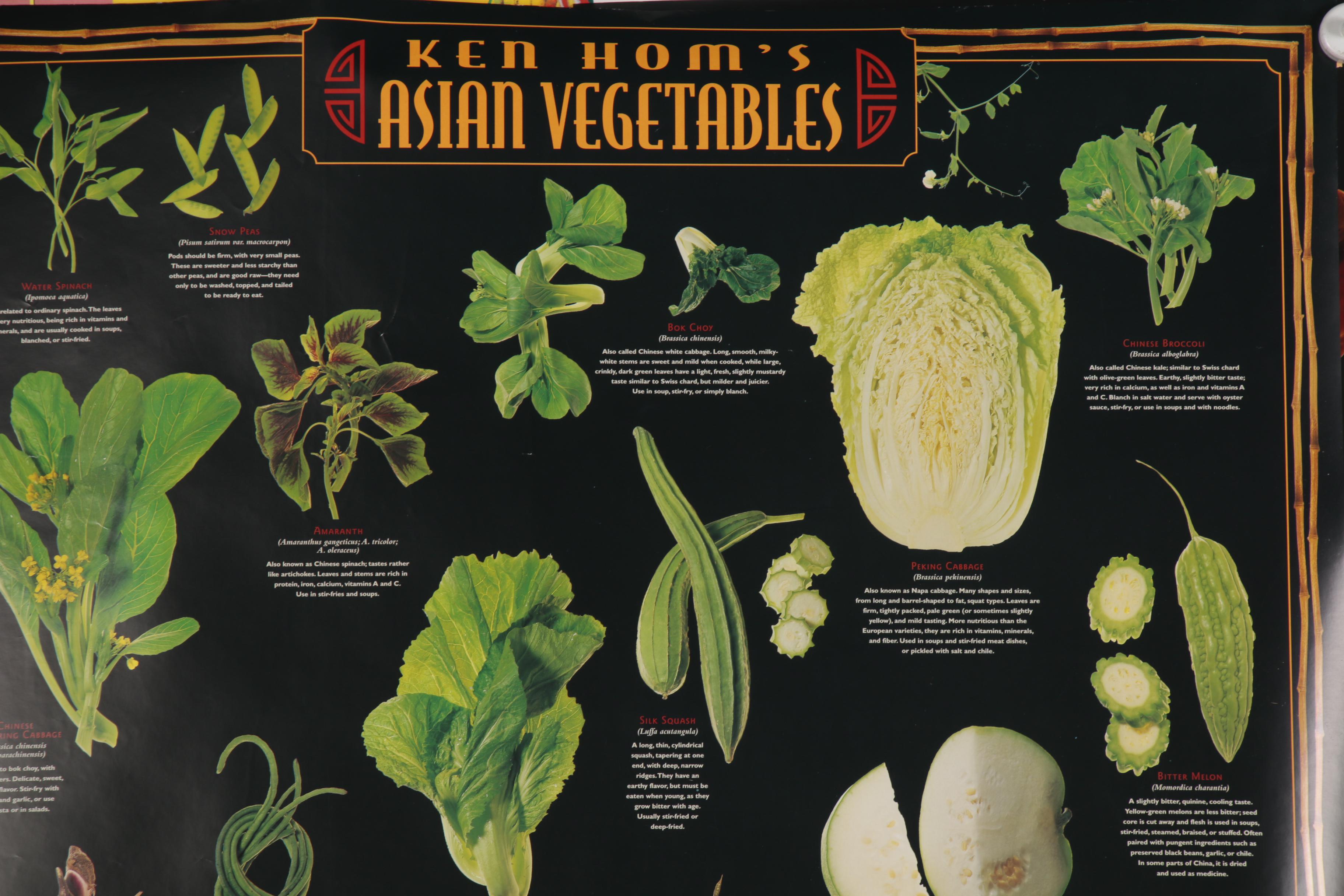 Celestial Arts Culinary Posters Including "Ken Hom's Asian Vegetables"