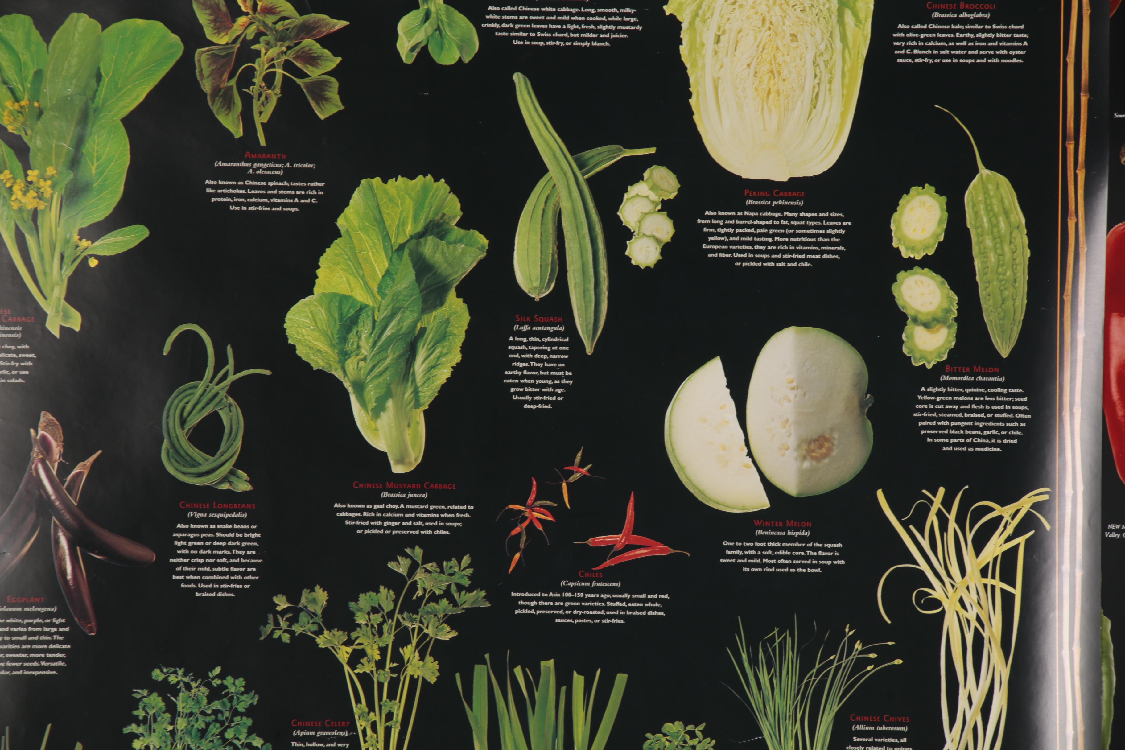 Celestial Arts Culinary Posters Including "Ken Hom's Asian Vegetables"