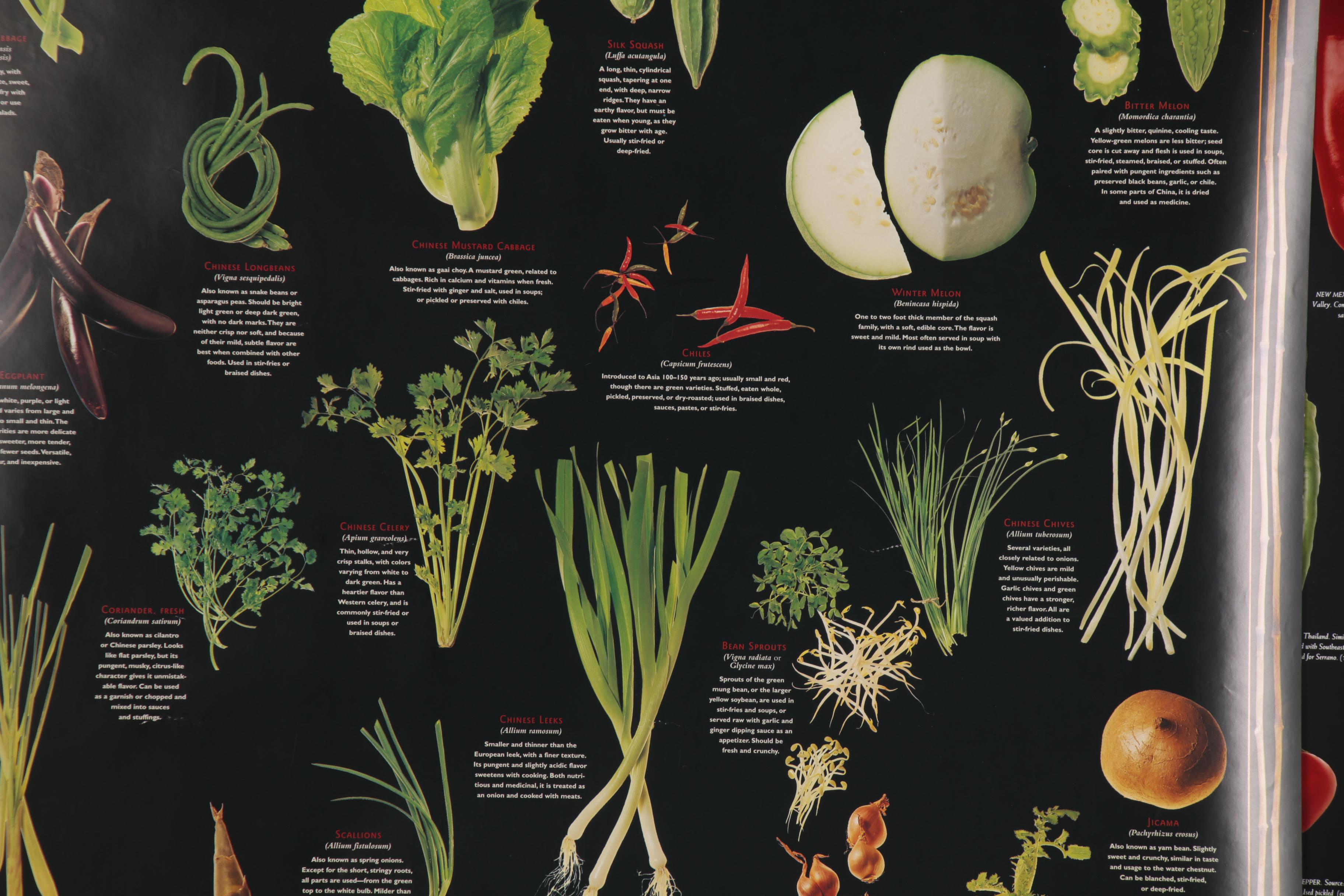 Celestial Arts Culinary Posters Including "Ken Hom's Asian Vegetables"